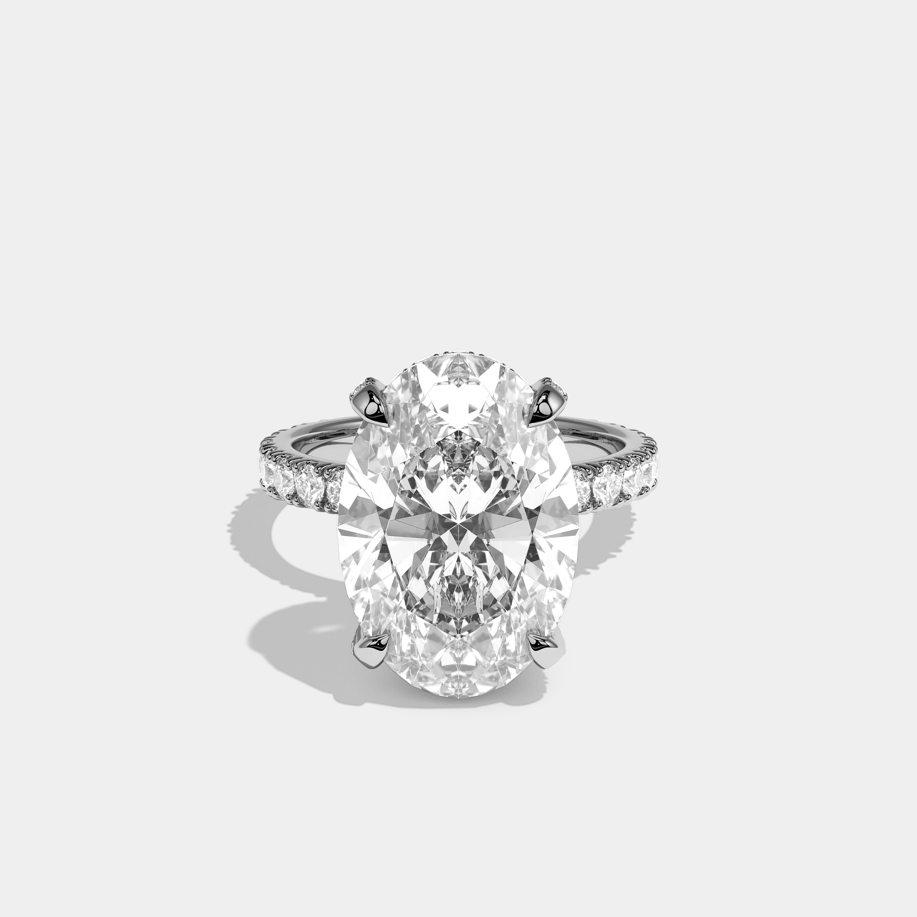 Aveline Étoile Diamond Oval Halo Engagement Ring 18K White Gold 12.00ct