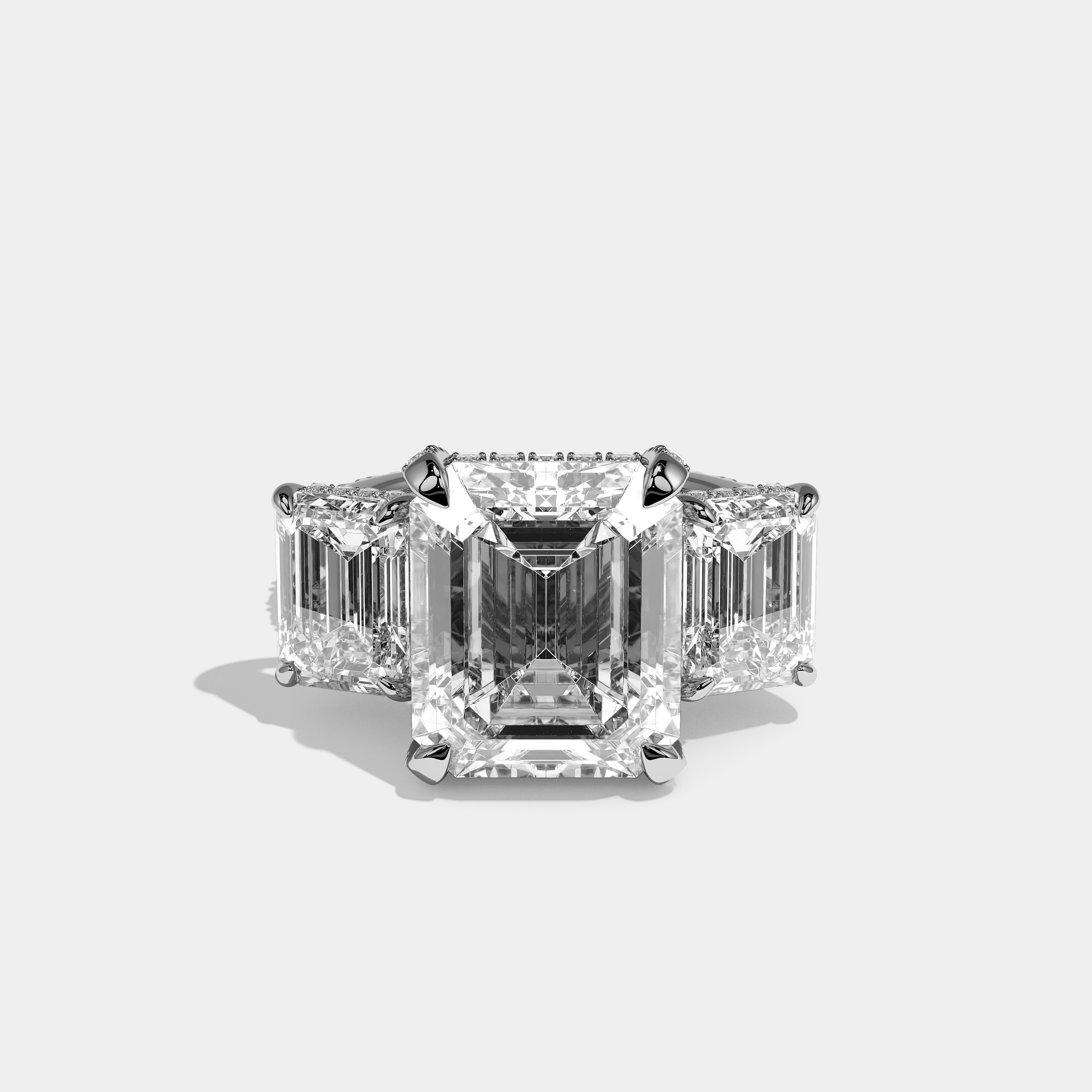 Marcellin Éclat Diamond Emerald Halo Engagement Ring 18K White Gold 25.00ct