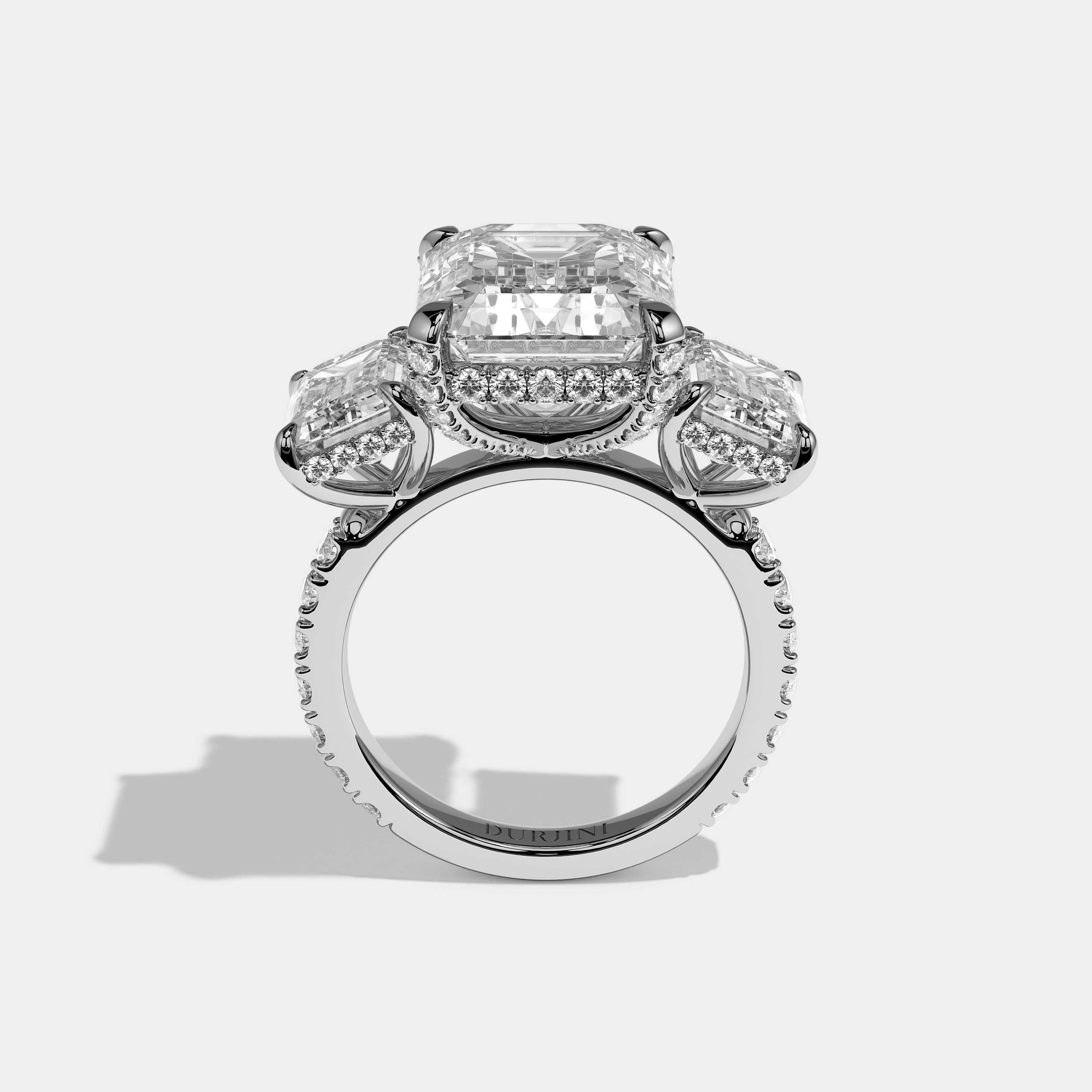 Marcellin Éclat Diamond Emerald Halo Engagement Ring 18K White Gold 25.00ct