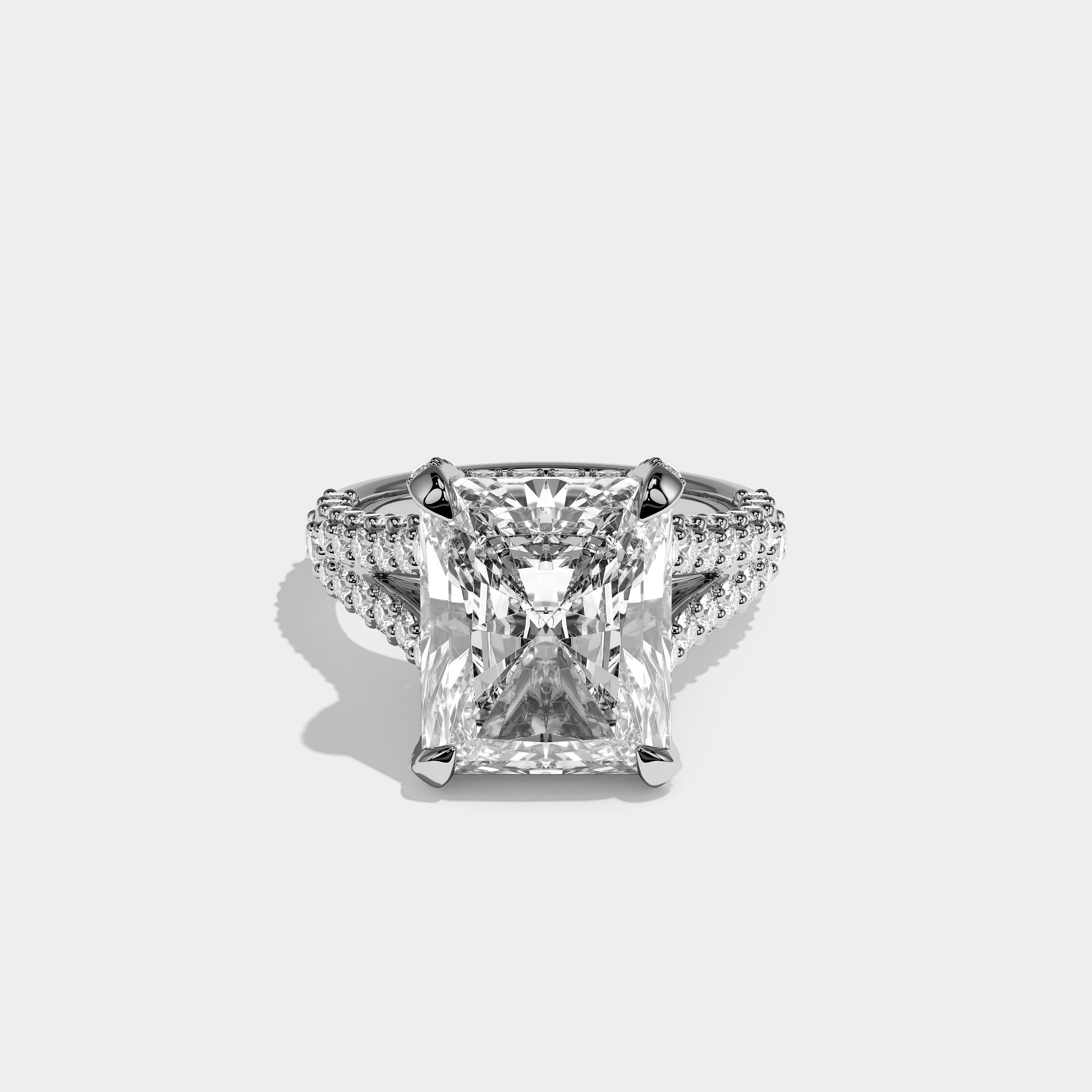 Elowen Élan Diamond Radiant Halo Engagement Ring 18K White Gold 12.00ct