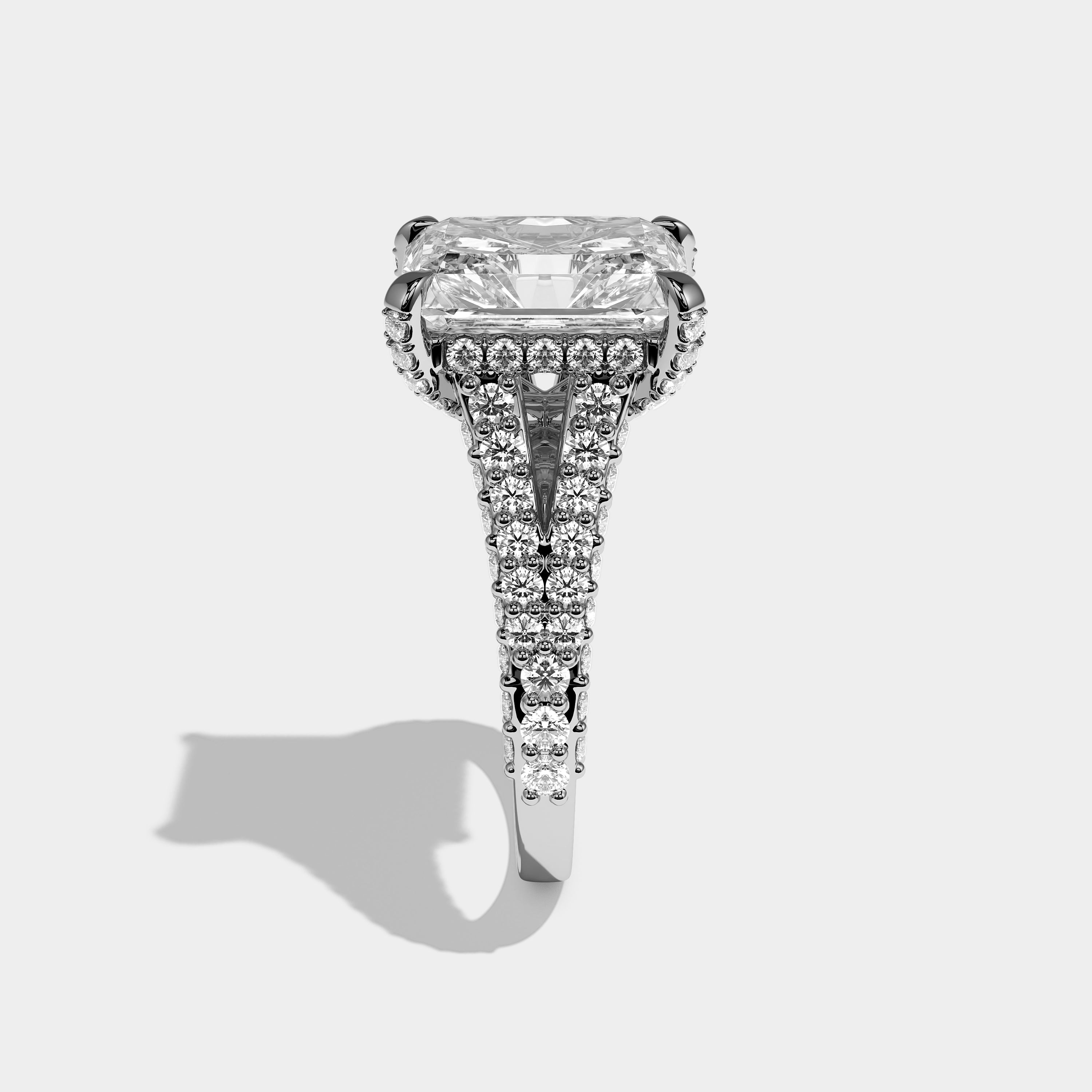 Elowen Élan Diamond Radiant Halo Engagement Ring 18K White Gold 12.00ct