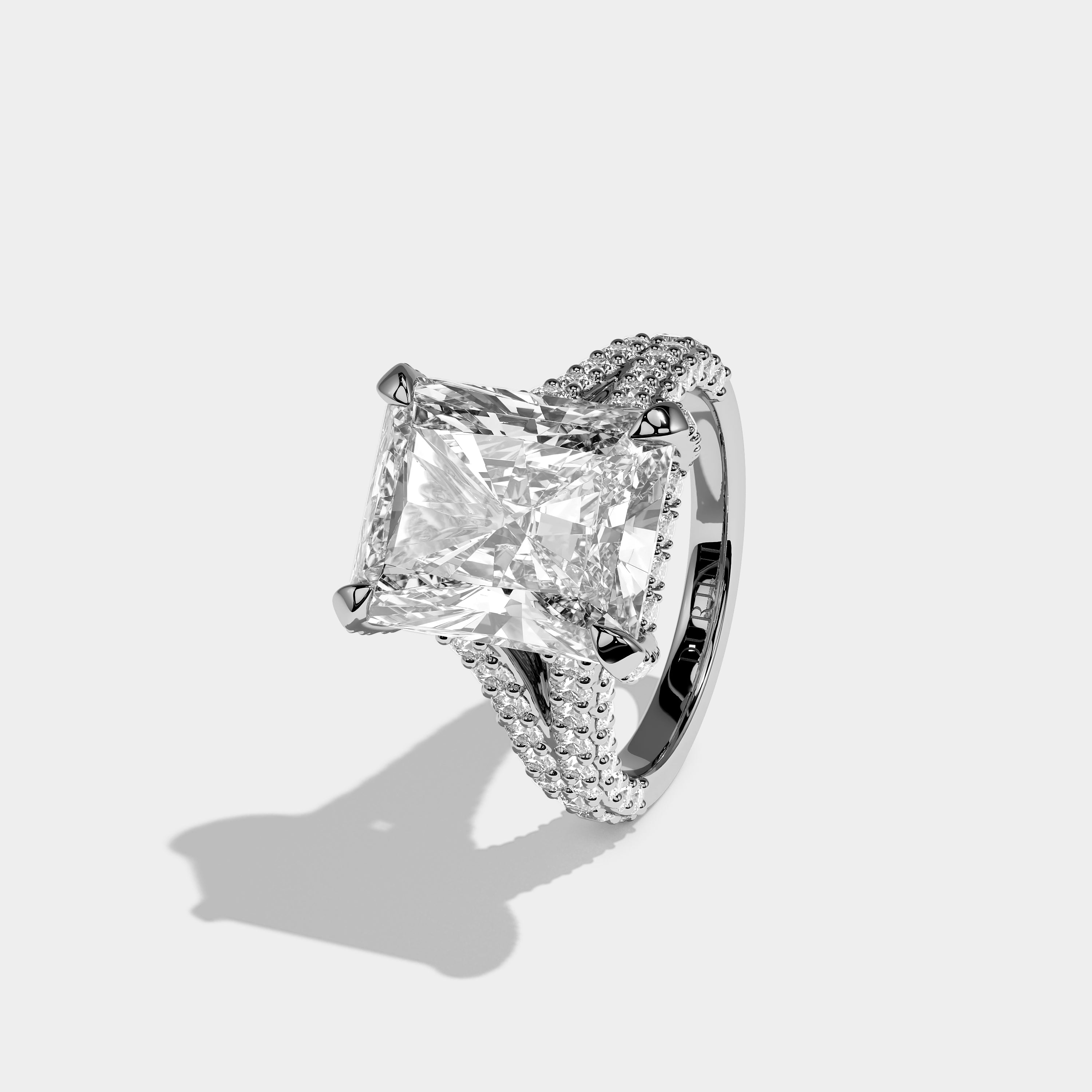 Elowen Élan Diamond Radiant Halo Engagement Ring 18K White Gold 12.00ct