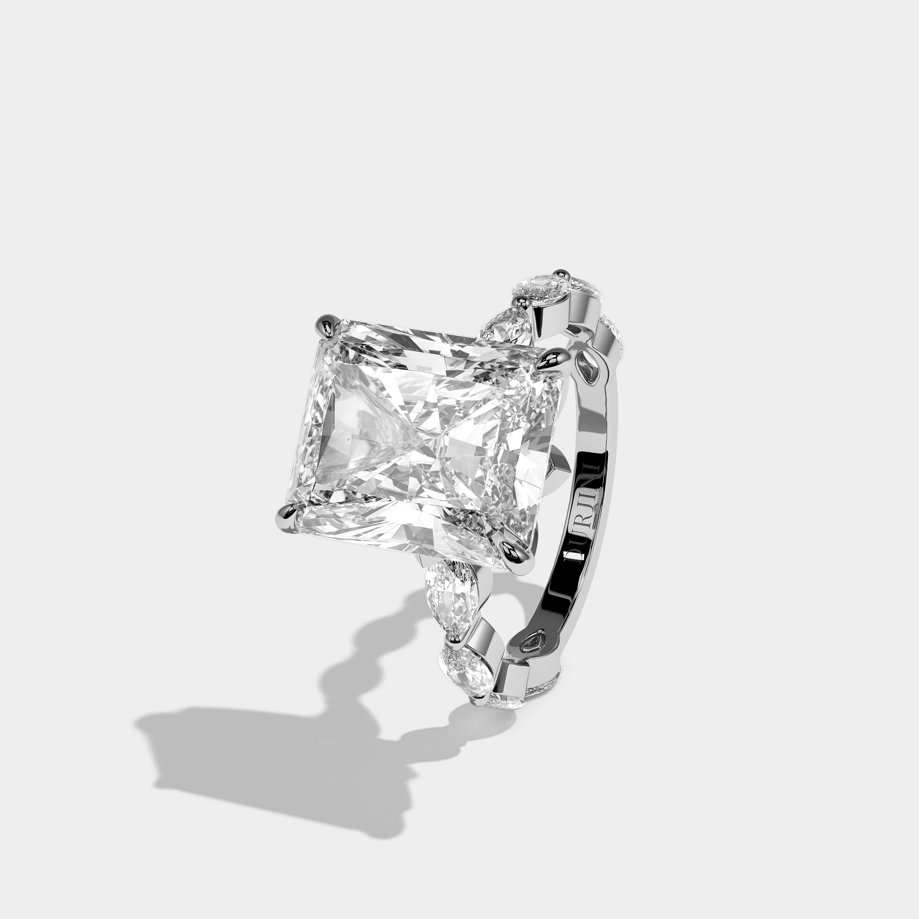 Caelmont Éclat Diamond Radiant Engagement Ring 18K White Gold 10.00ct