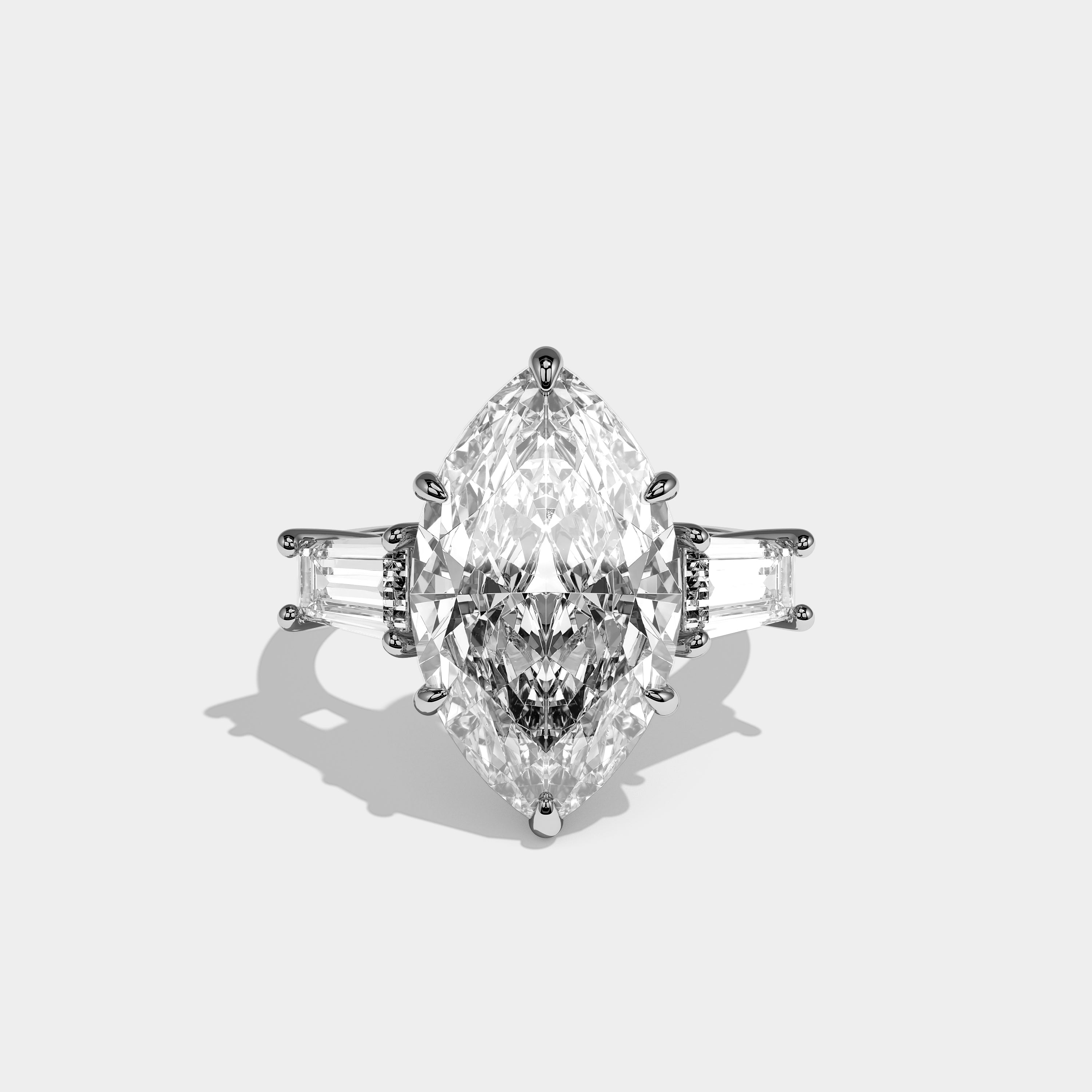 Orvella Étoile Diamond Marquise Engagement Ring 18K White Gold 12.00ct