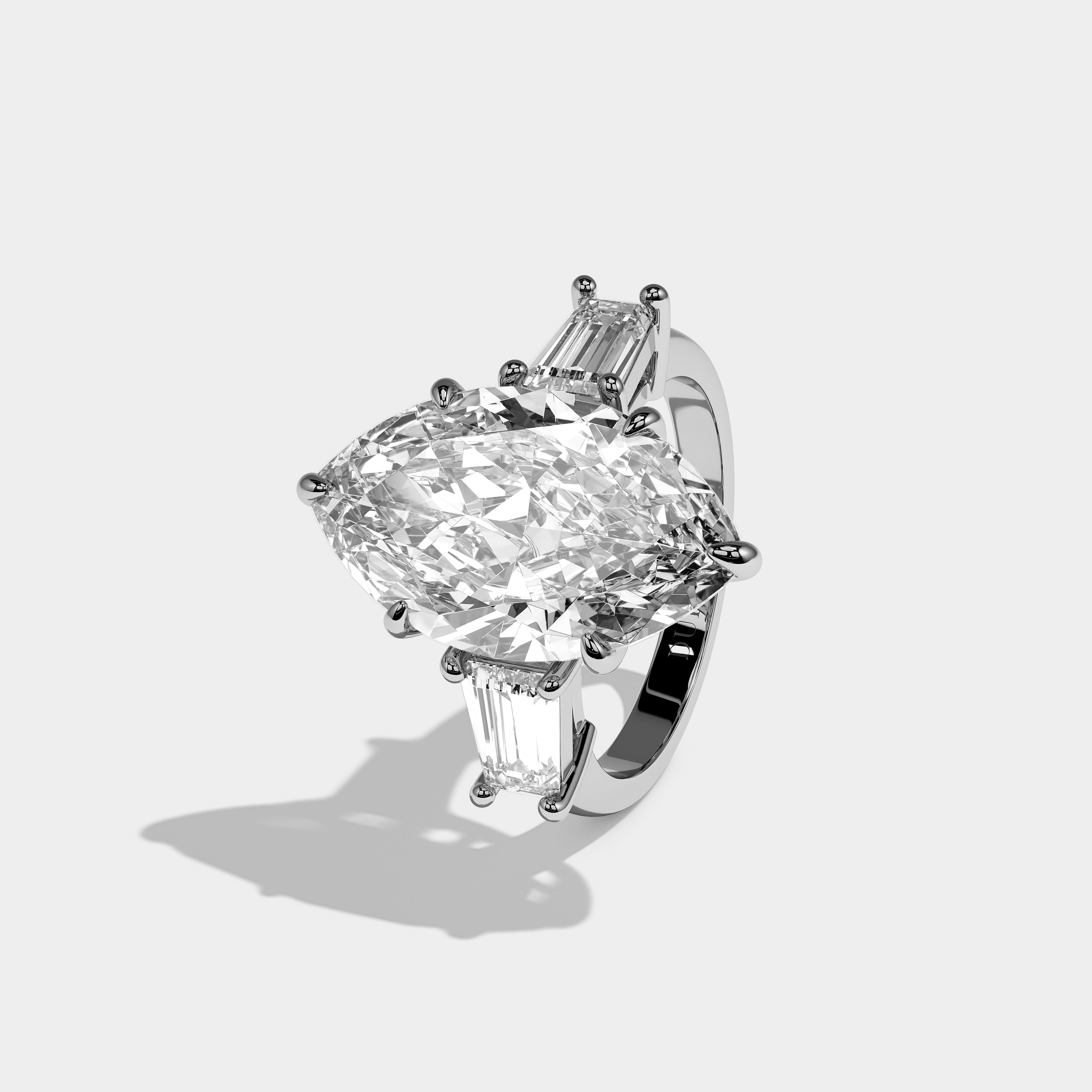 Orvella Étoile Diamond Marquise Engagement Ring 18K White Gold 12.00ct