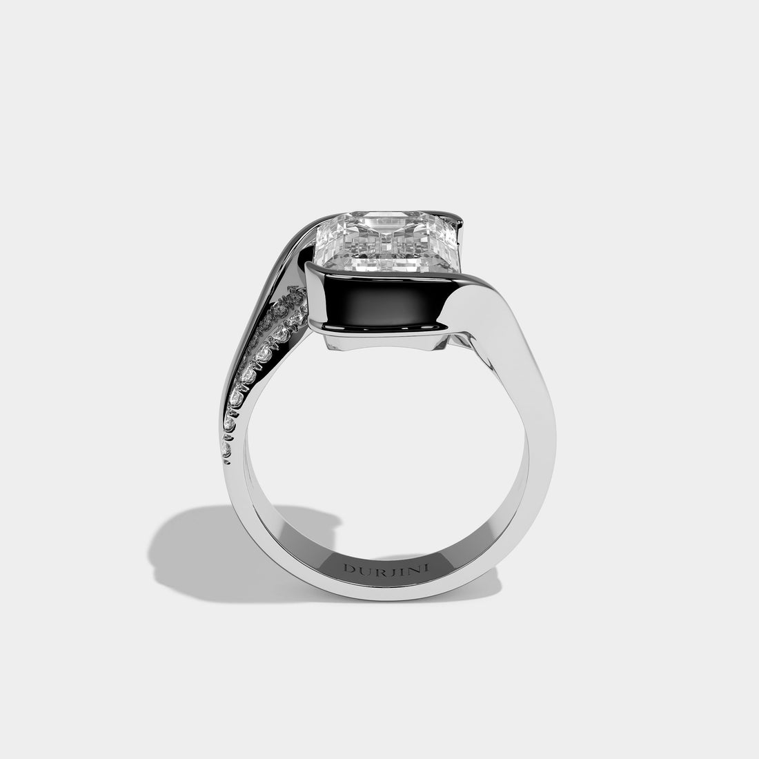 Virelle Étoile Diamond Emerald Engagement Ring 18K White 10.00ct