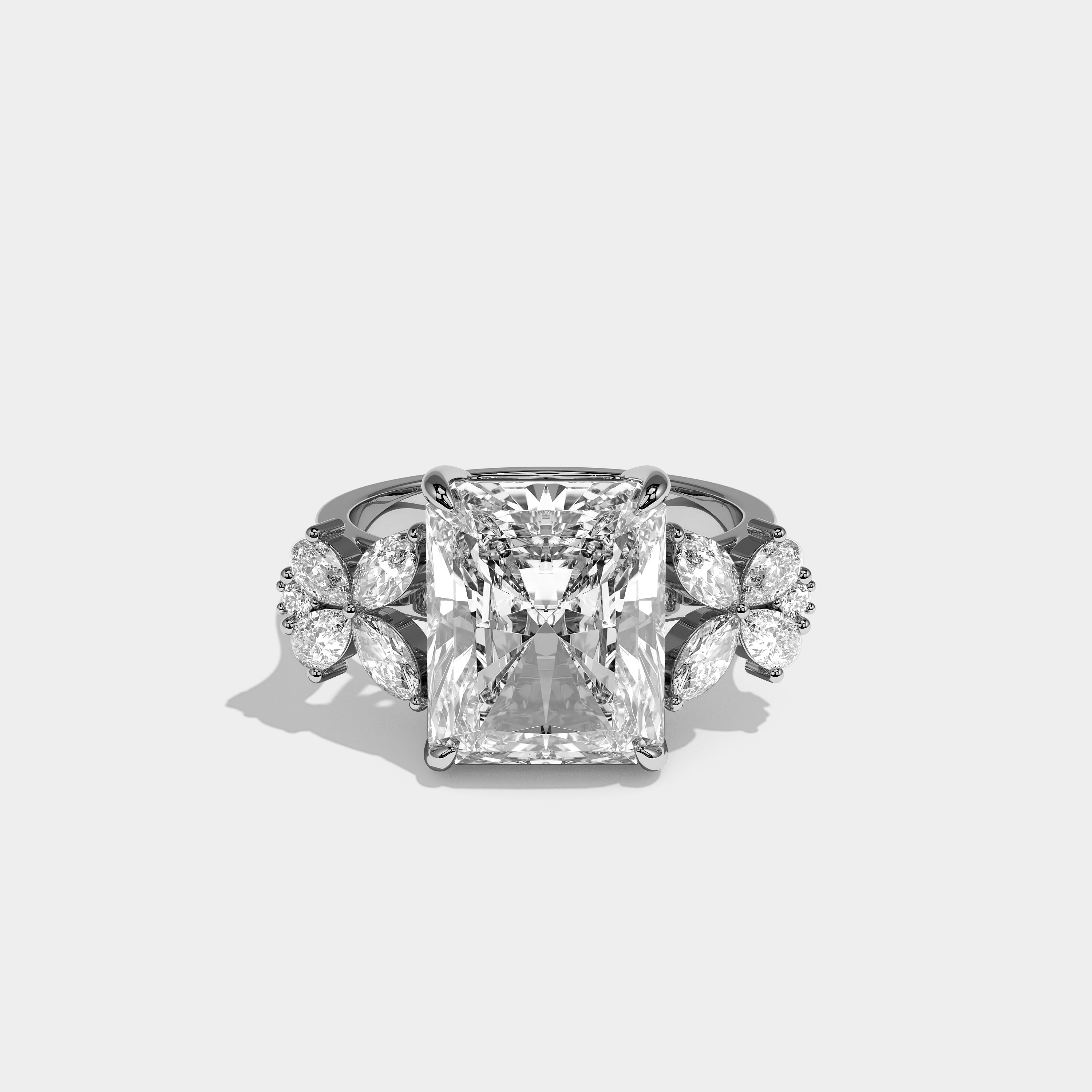 Cendrine Éclat Diamond Radiant Engagement Ring 18K White Gold 12.00ct