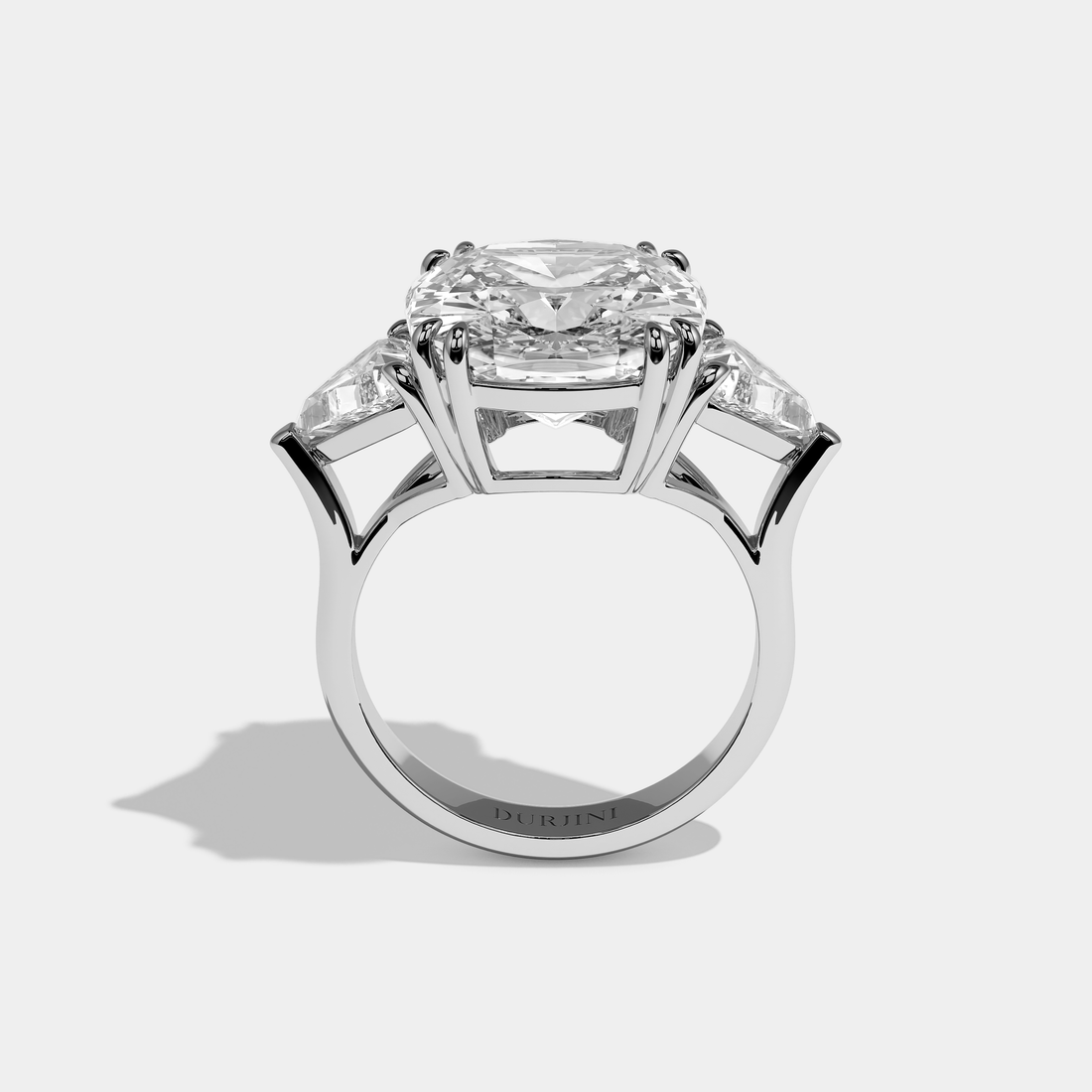 Ravelle Éclat Diamond Cushion Engagement Ring 18K White Gold 12.00ct