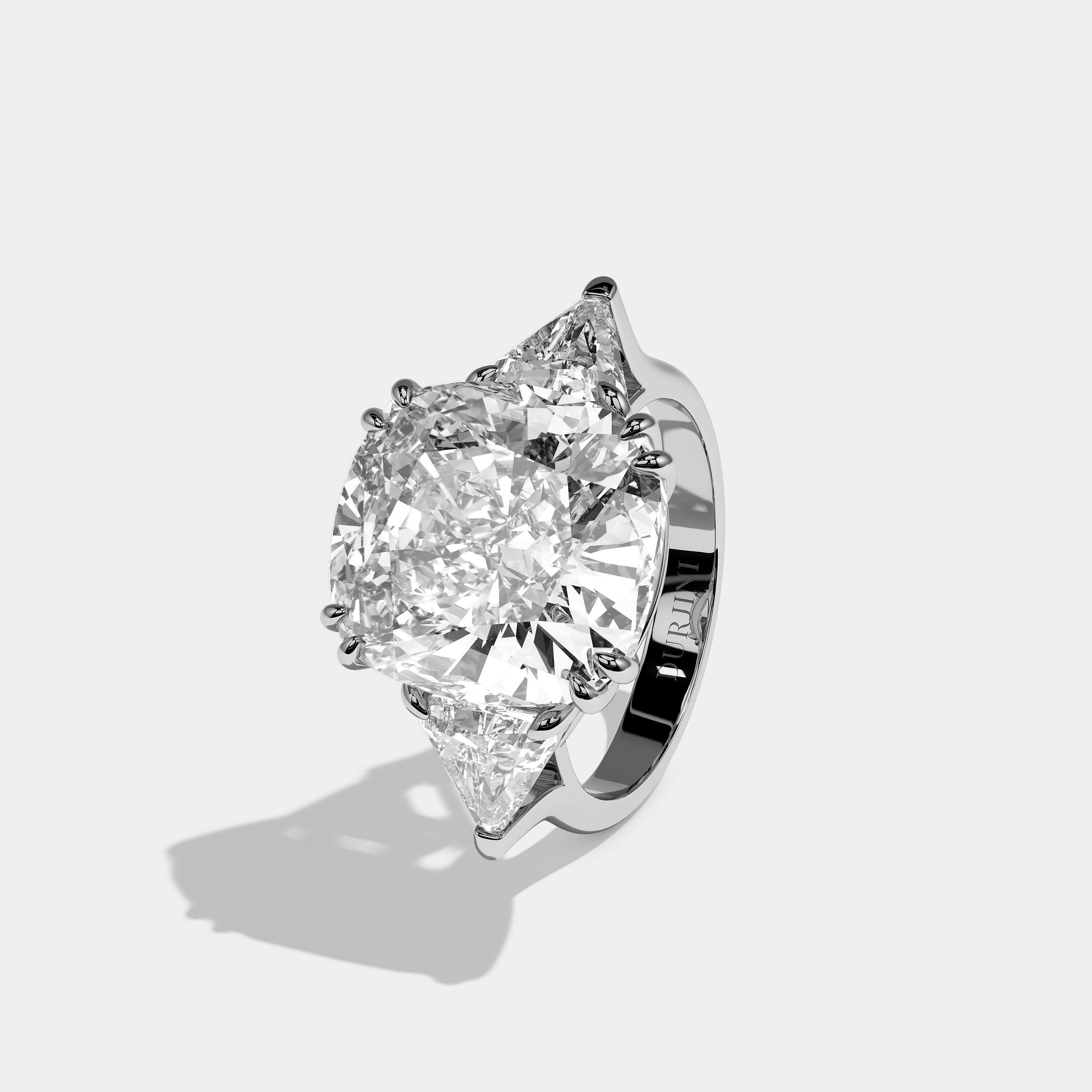 Ravelle Éclat Diamond Cushion Engagement Ring 18K White Gold 12.00ct