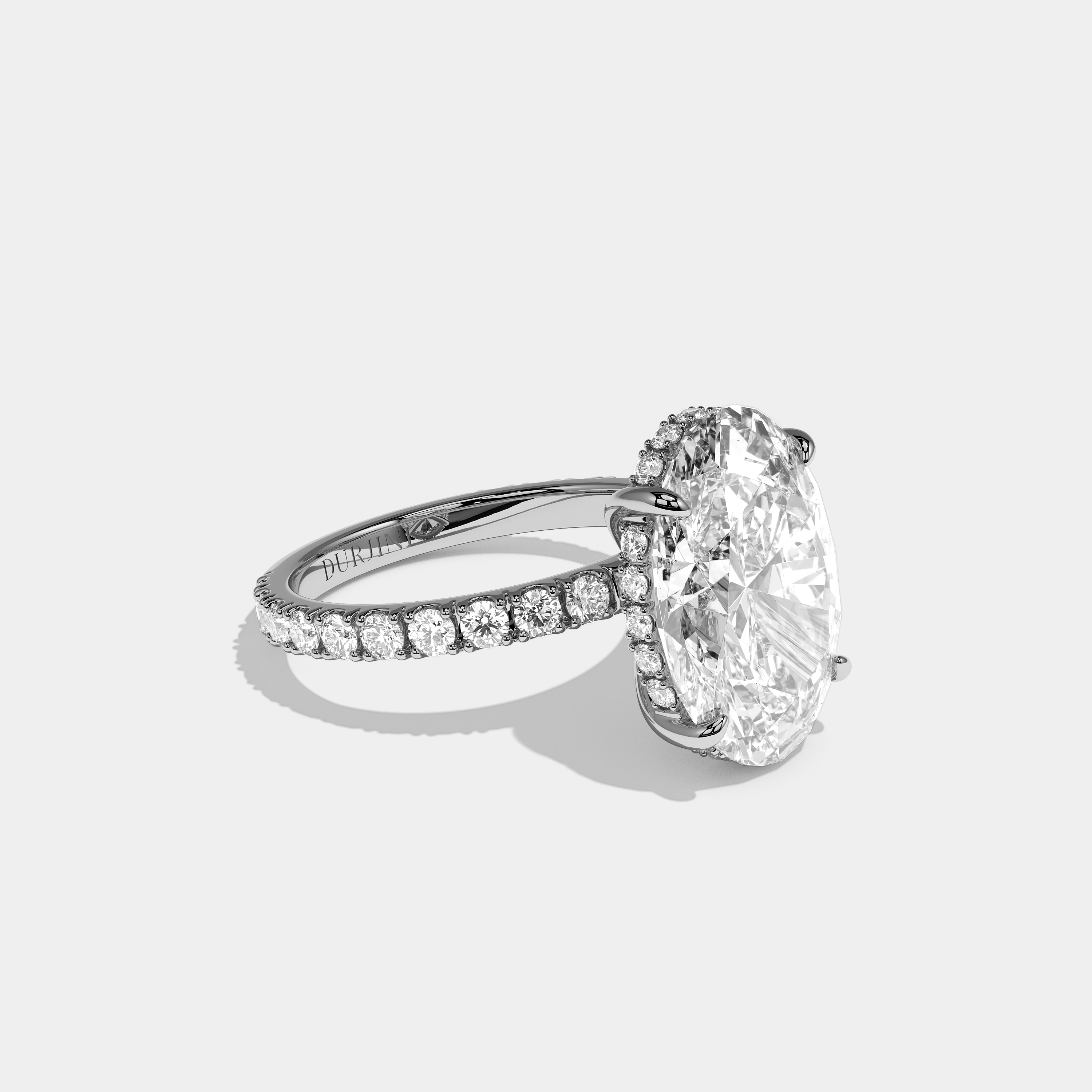 Lucien Élan Diamond Oval Halo Engagement Ring 18K White Gold 10.00ct