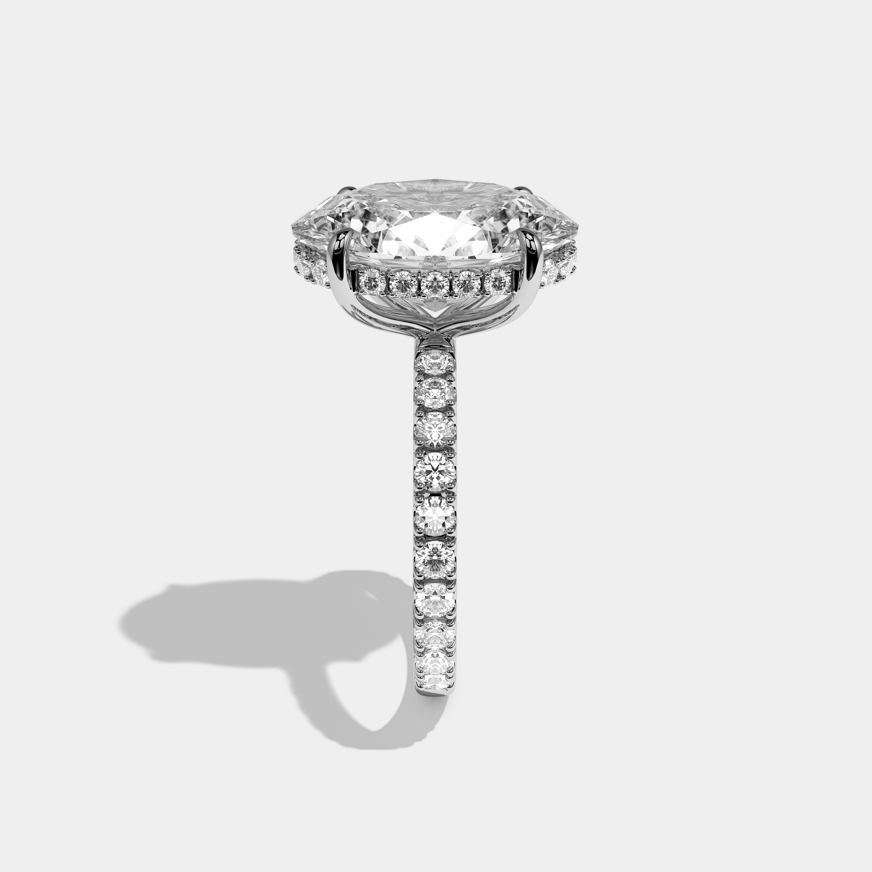 Lucien Élan Diamond Oval Halo Engagement Ring 18K White Gold 10.00ct