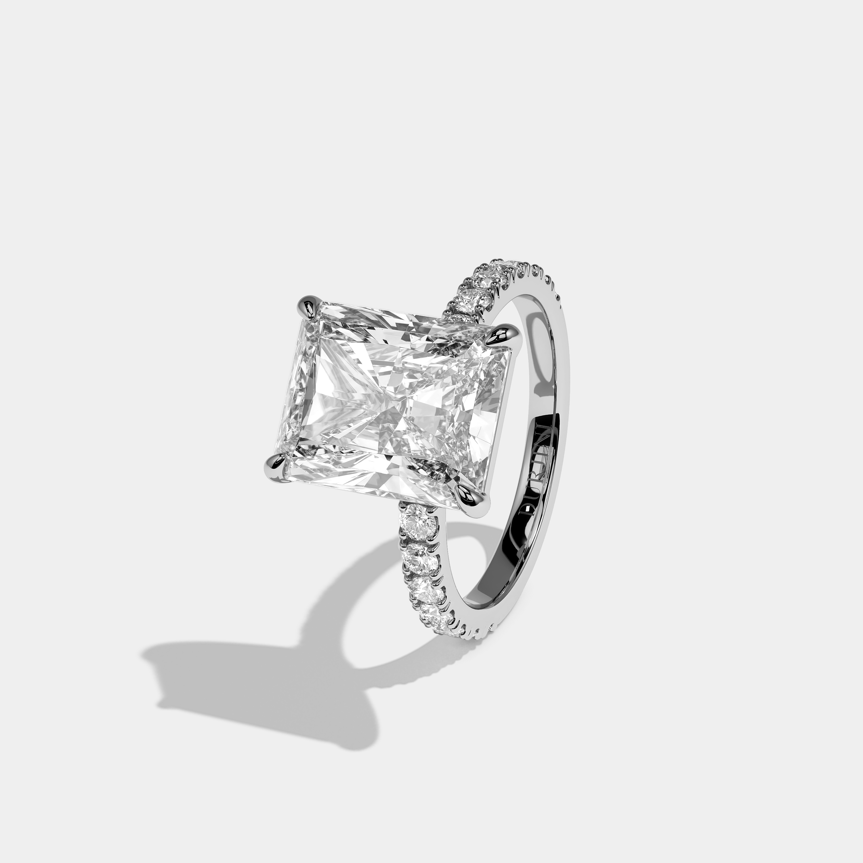 Aerion Élan Diamond Radiant Halo Engagement Ring 18K White Gold 8.00ct