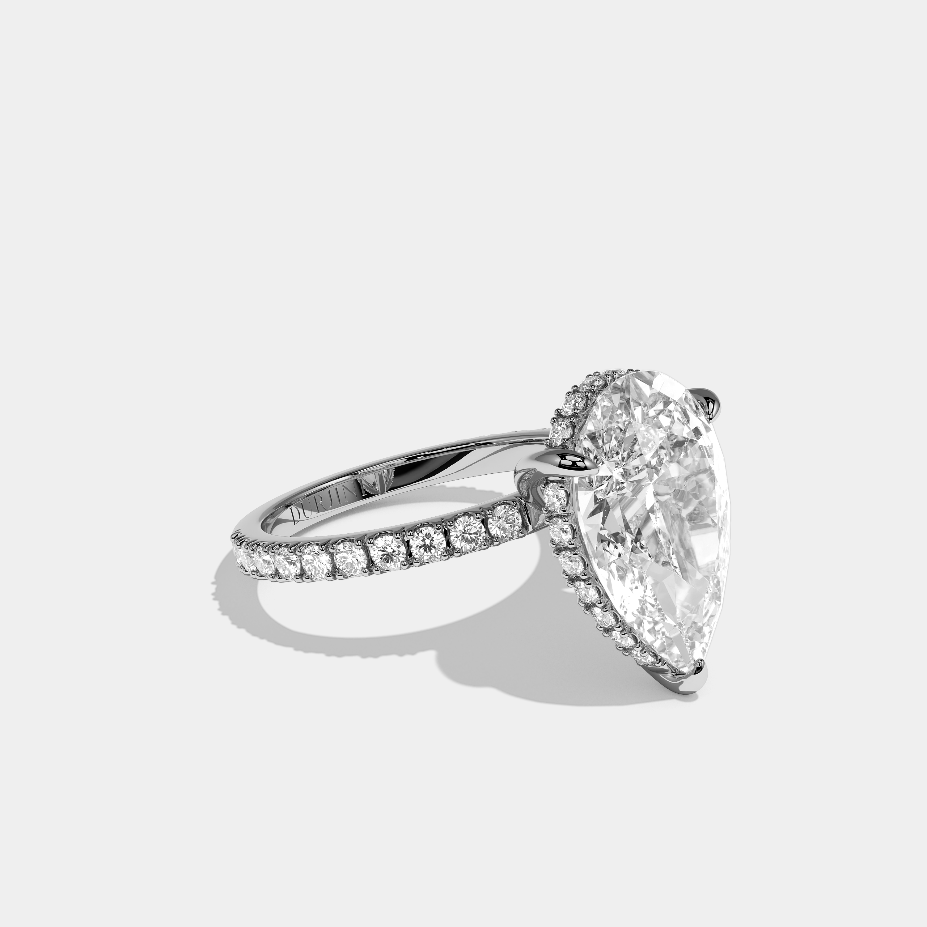 Aurisse Éclat Diamond Pear Halo Engagement Ring 18K White Gold 8.00ct