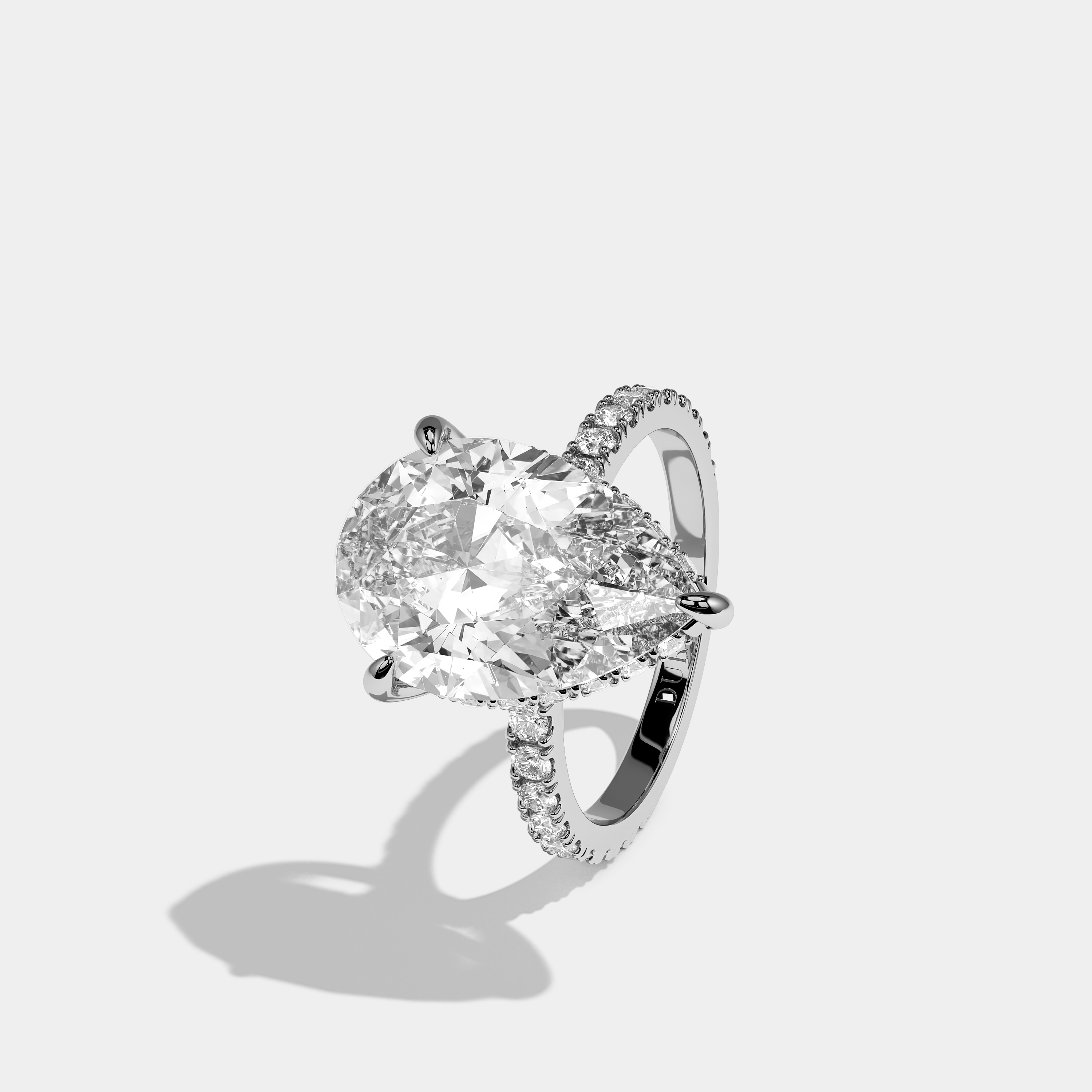Aurisse Éclat Diamond Pear Halo Engagement Ring 18K White Gold 8.00ct