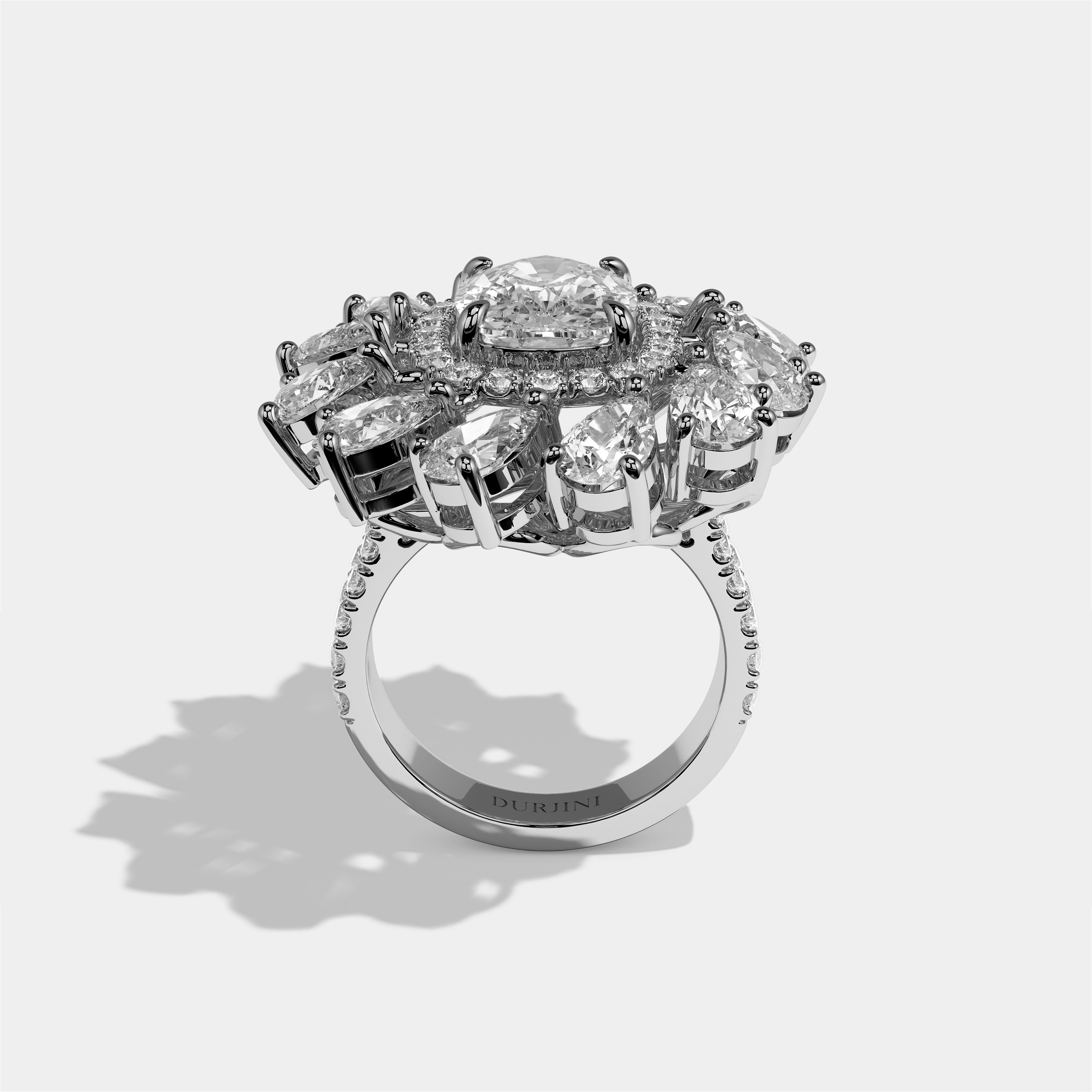 Beatrice Diamond Cushion Halo Engagement Ring 18K White Gold 40.50ct