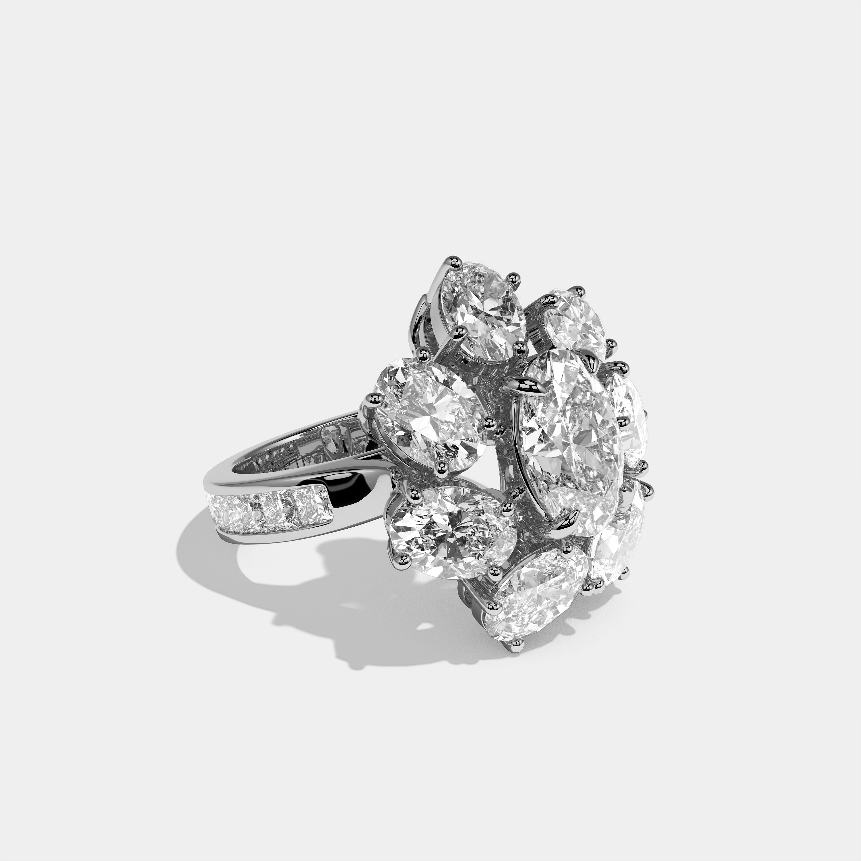 Edith Elan Diamond Oval Halo Engagement Ring 18K White Gold 25.00ct