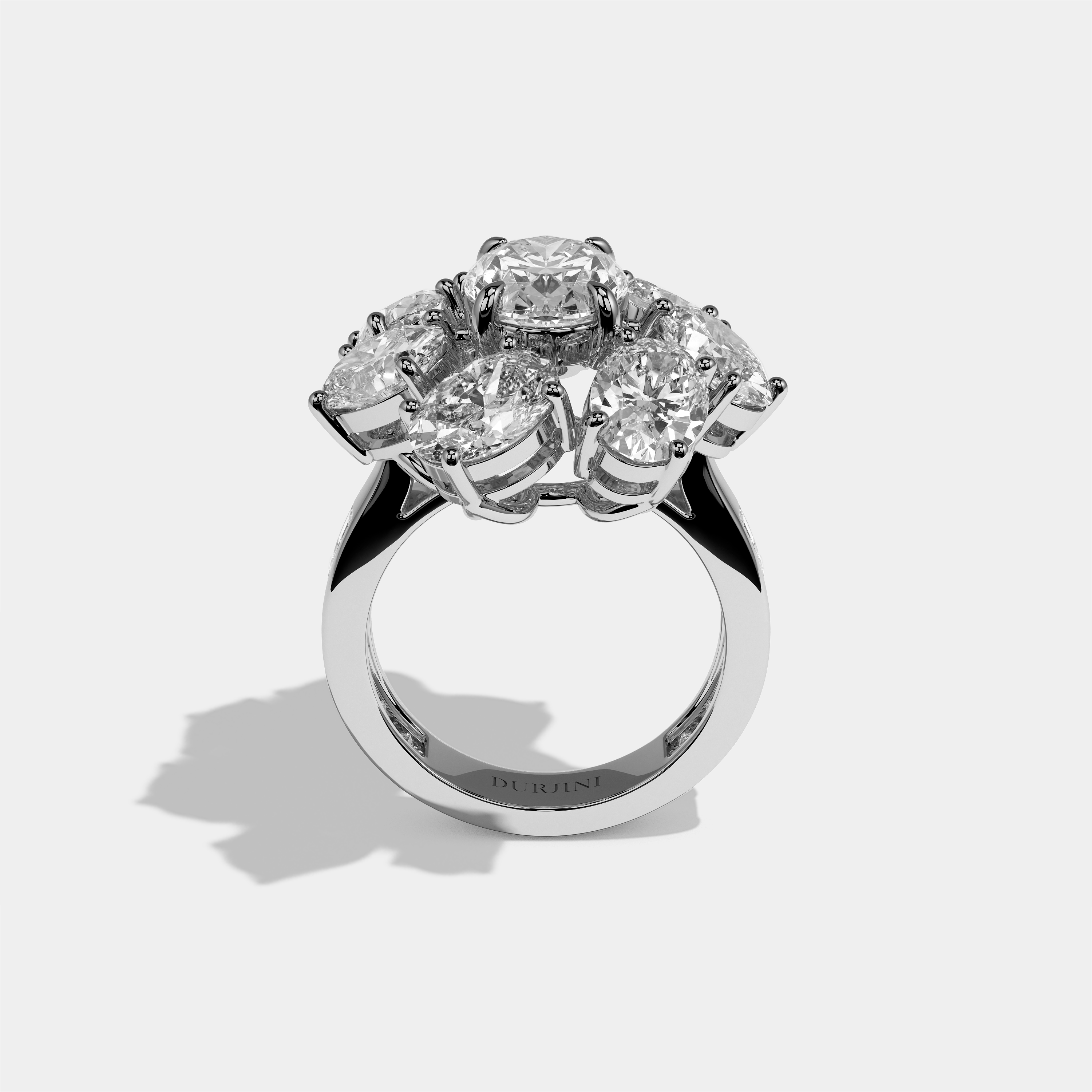 Edith Elan Diamond Oval Halo Engagement Ring 18K White Gold 25.00ct