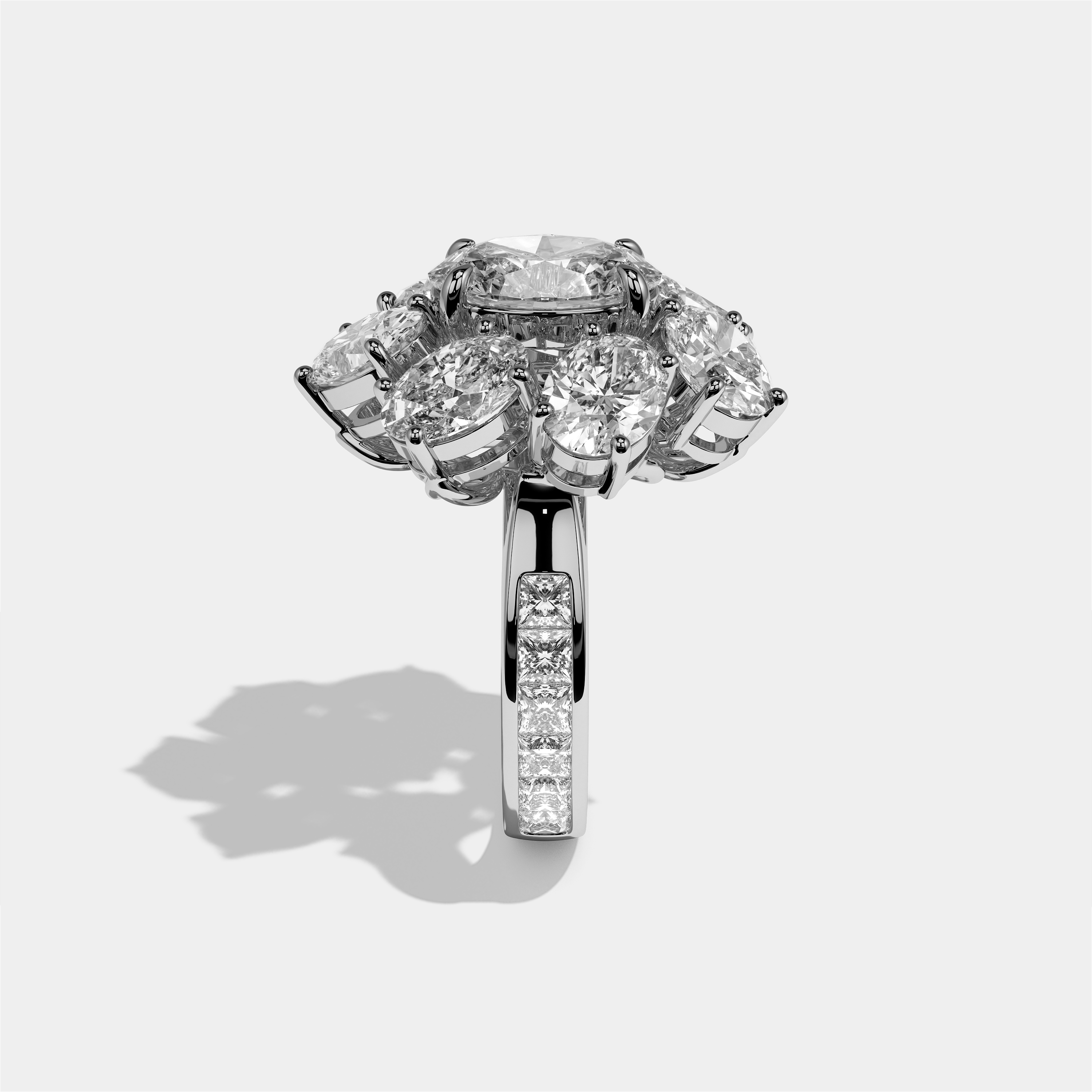 Edith Elan Diamond Oval Halo Engagement Ring 18K White Gold 25.00ct