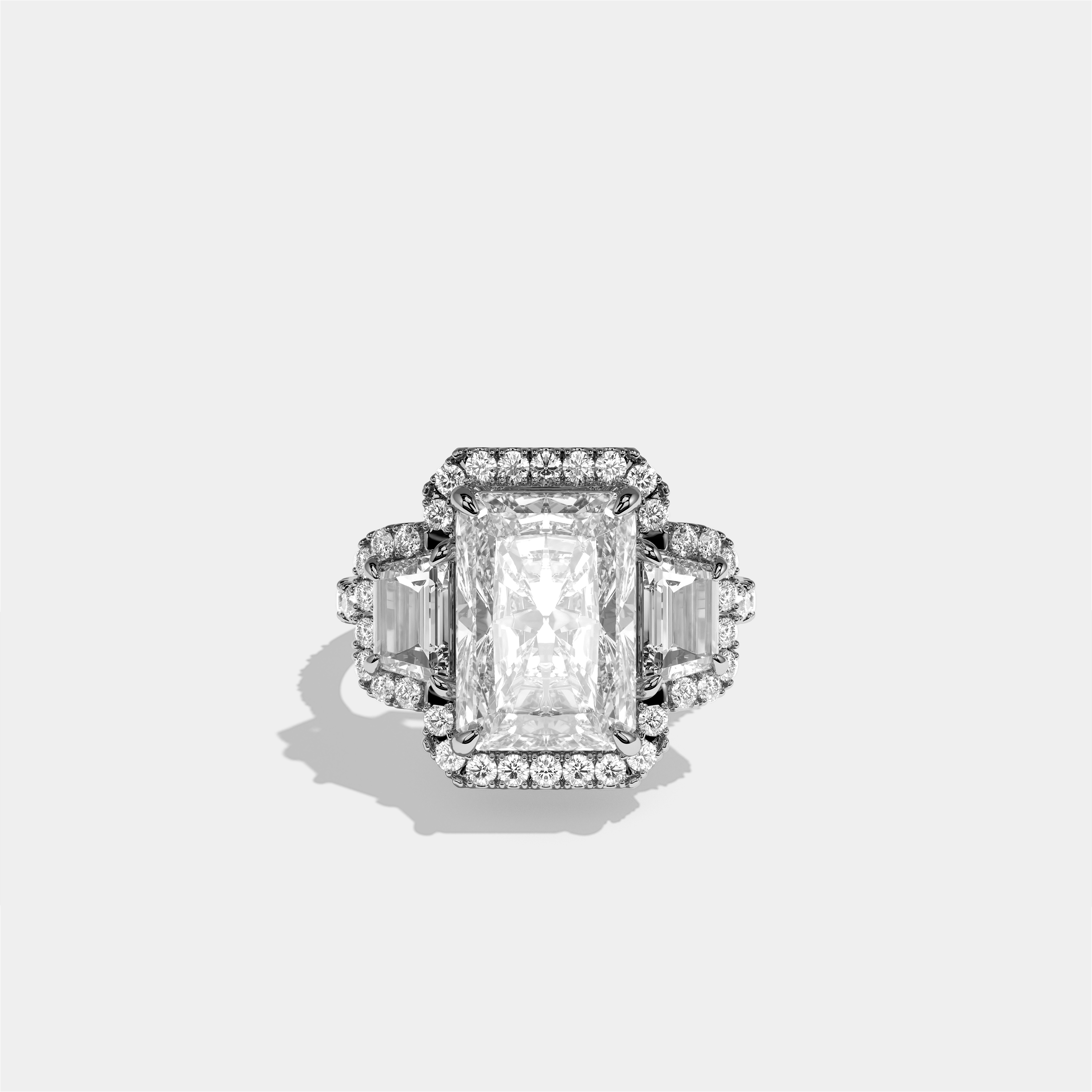 Constance Eclat Diamond Radiant Halo Engagement Ring 18K White Gold 16.00ct