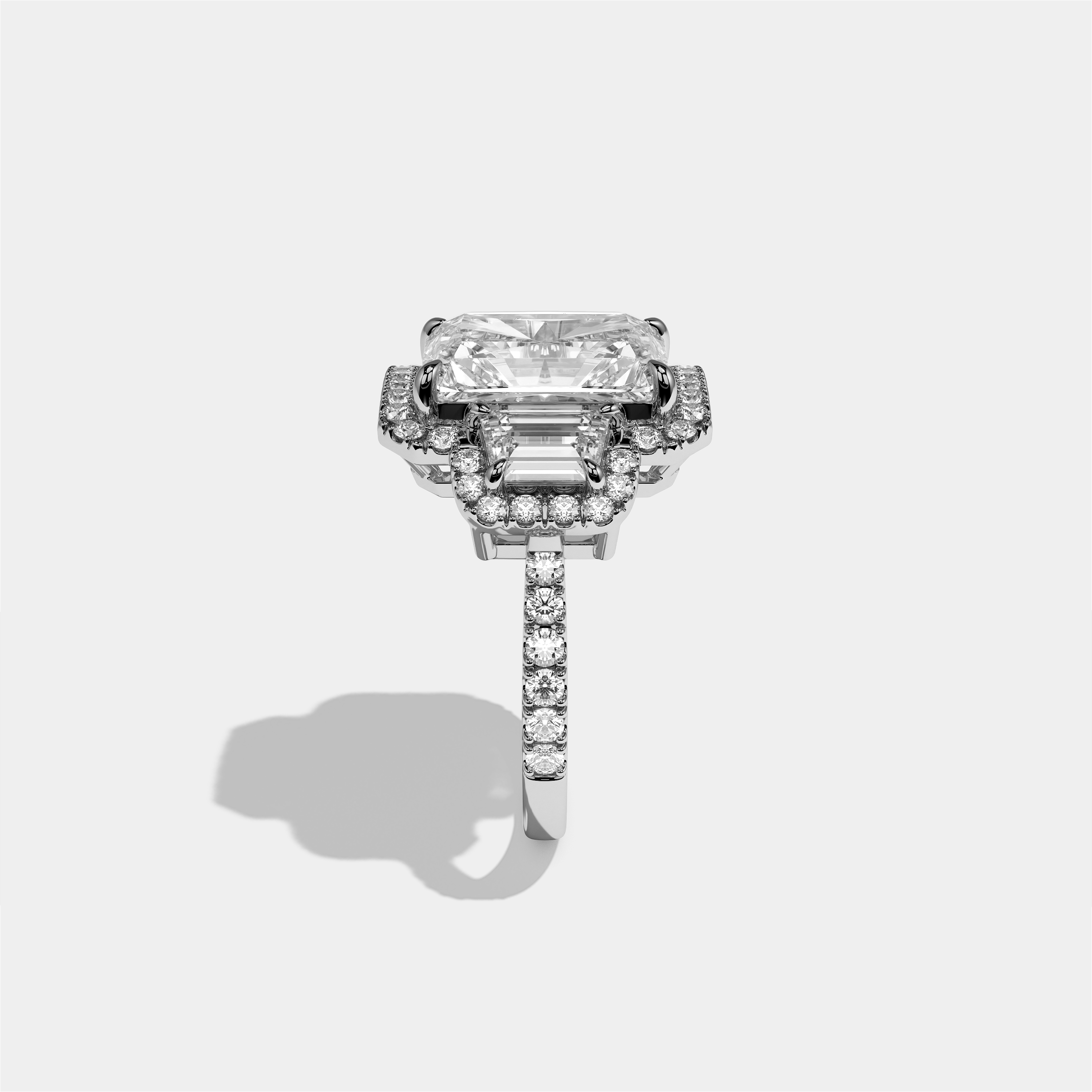 Constance Eclat Diamond Radiant Halo Engagement Ring 18K White Gold 16.00ct