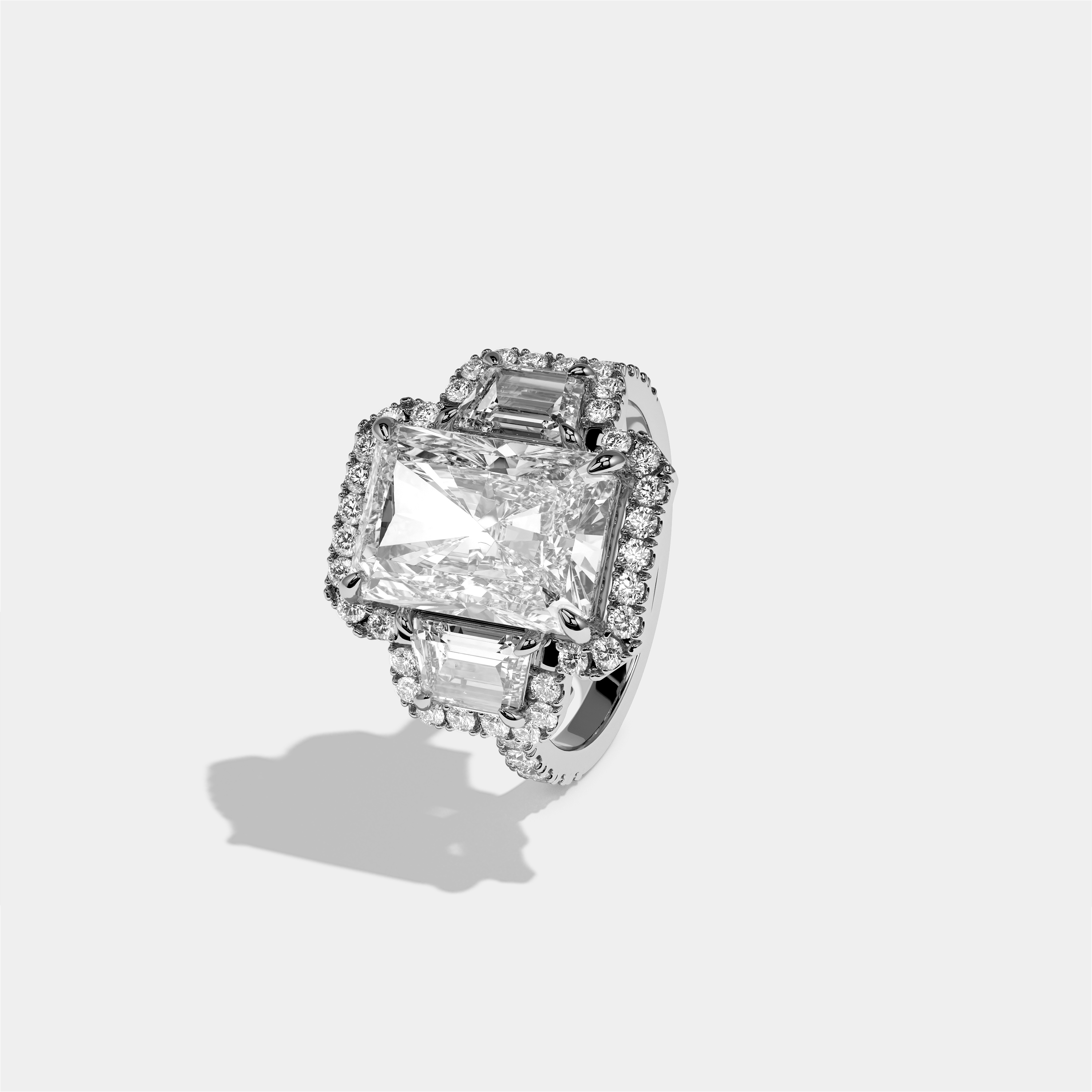 Constance Eclat Diamond Radiant Halo Engagement Ring 18K White Gold 16.00ct