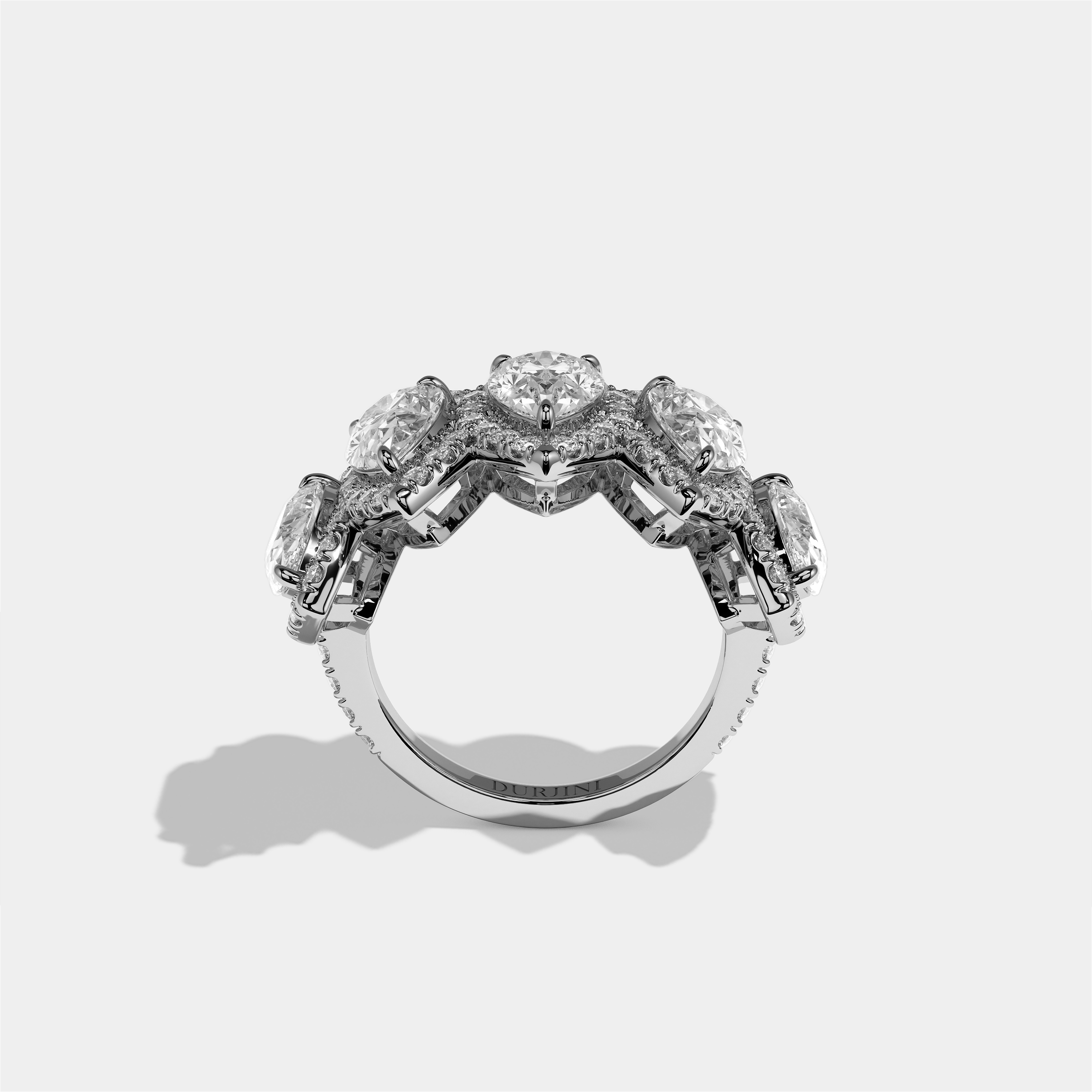 Maud Elan Diamond Pear Halo Engagement Ring 18K White Gold 15.00ct