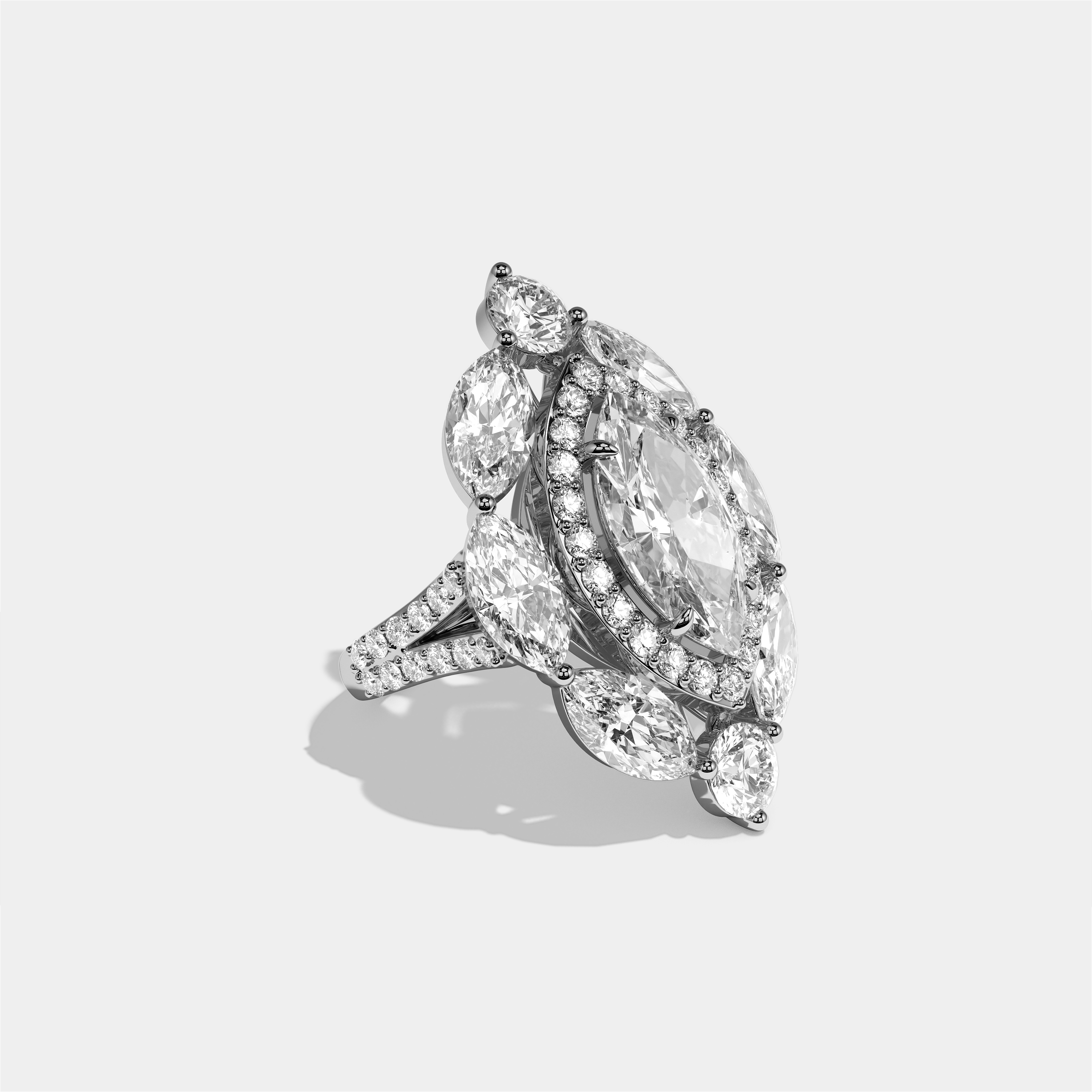 Louisa Eclat Diamond Marquise Engagement Ring 18K White Gold 25.00ct