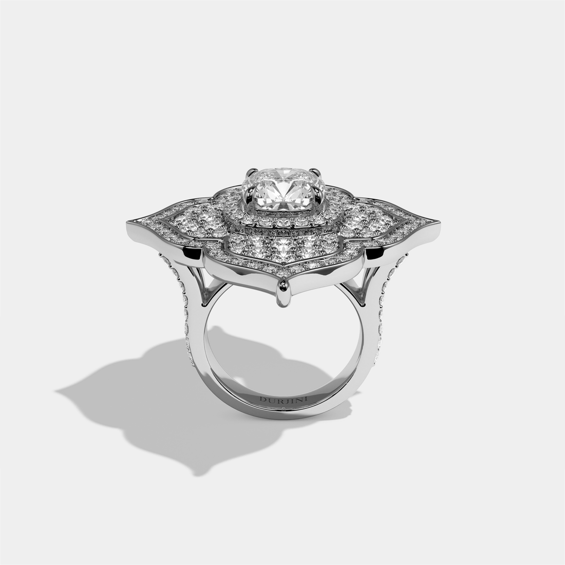 Clara Elan Diamond cushion Engagement Ring 18K White Gold 12.00ct