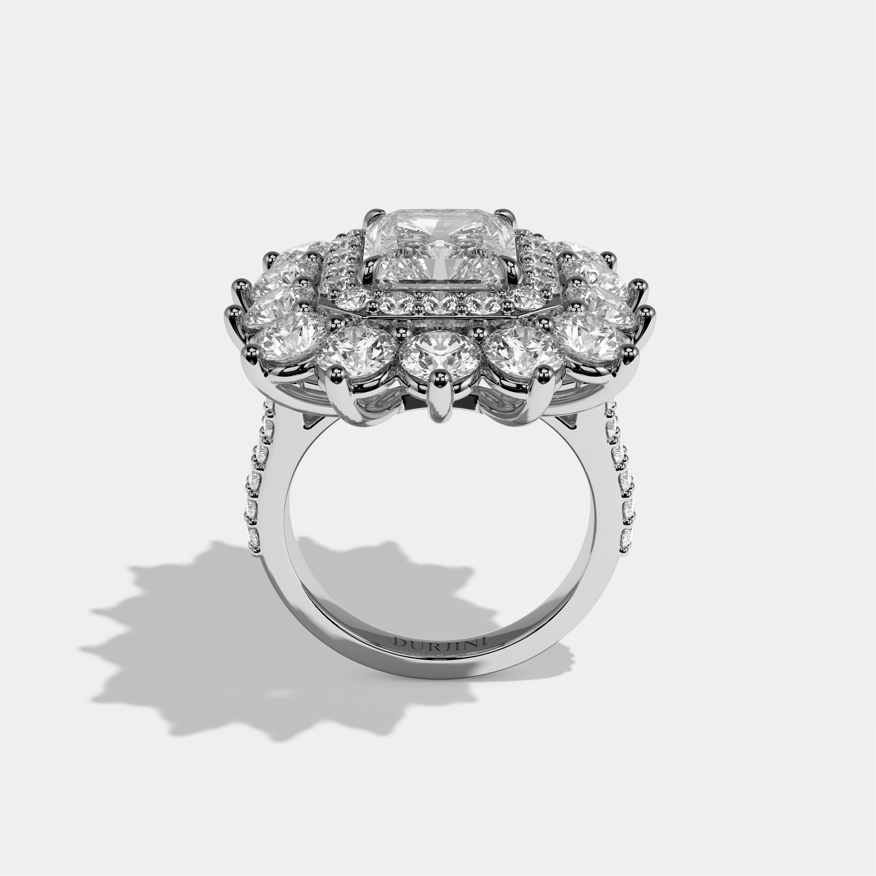 Matilda Etoile Diamond Radiant Engagement Ring 18K White Gold 30.00ct