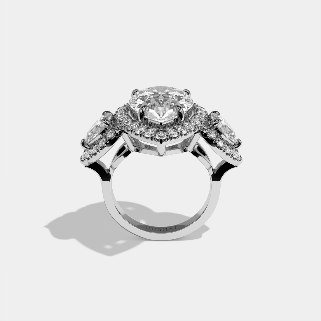 Dorothea Élégance Diamond Pear Halo Engagement Ring 18K White Gold 16.00ct
