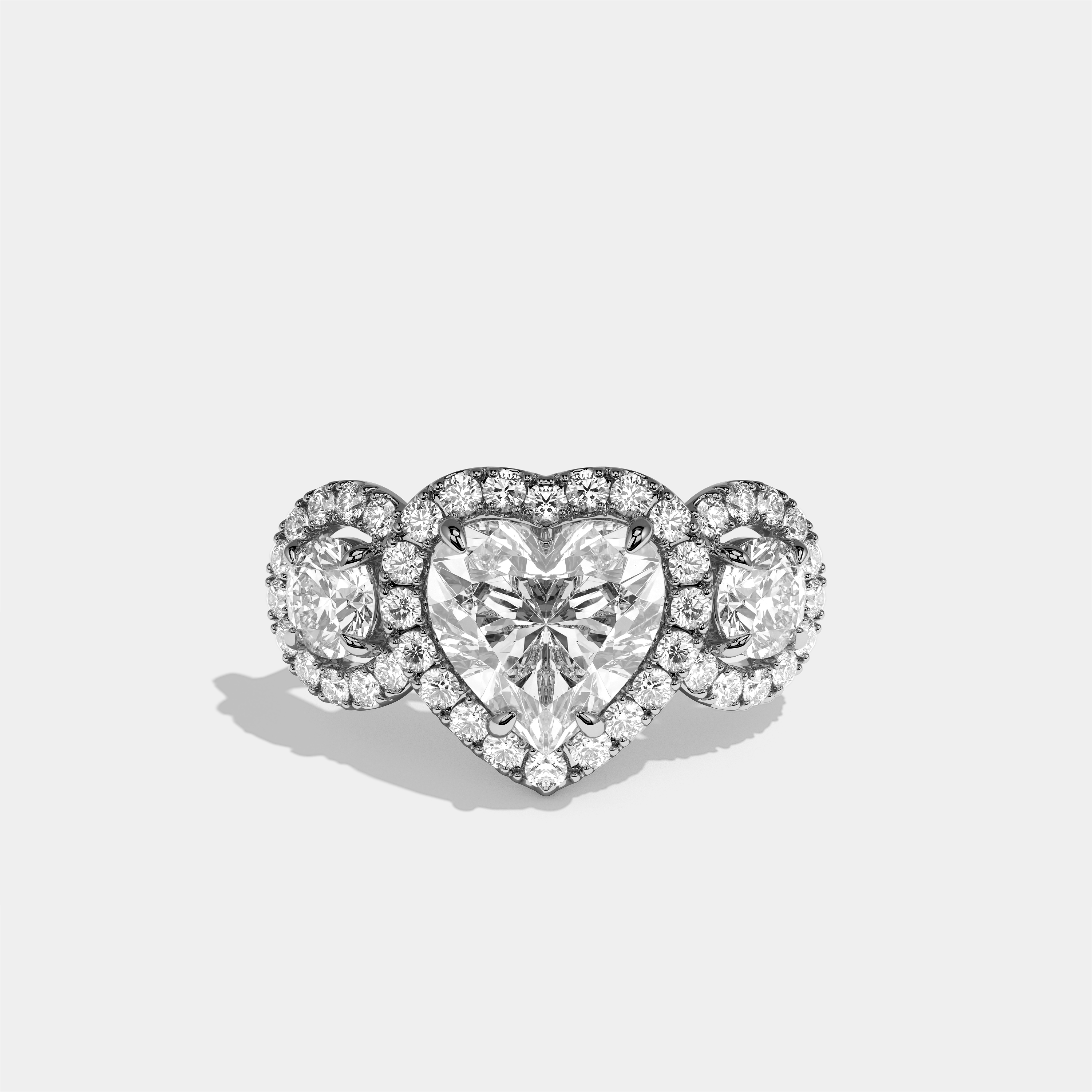 Blanche Amour Diamond Heart Halo Engagement Ring 18K White Gold 12.00ct