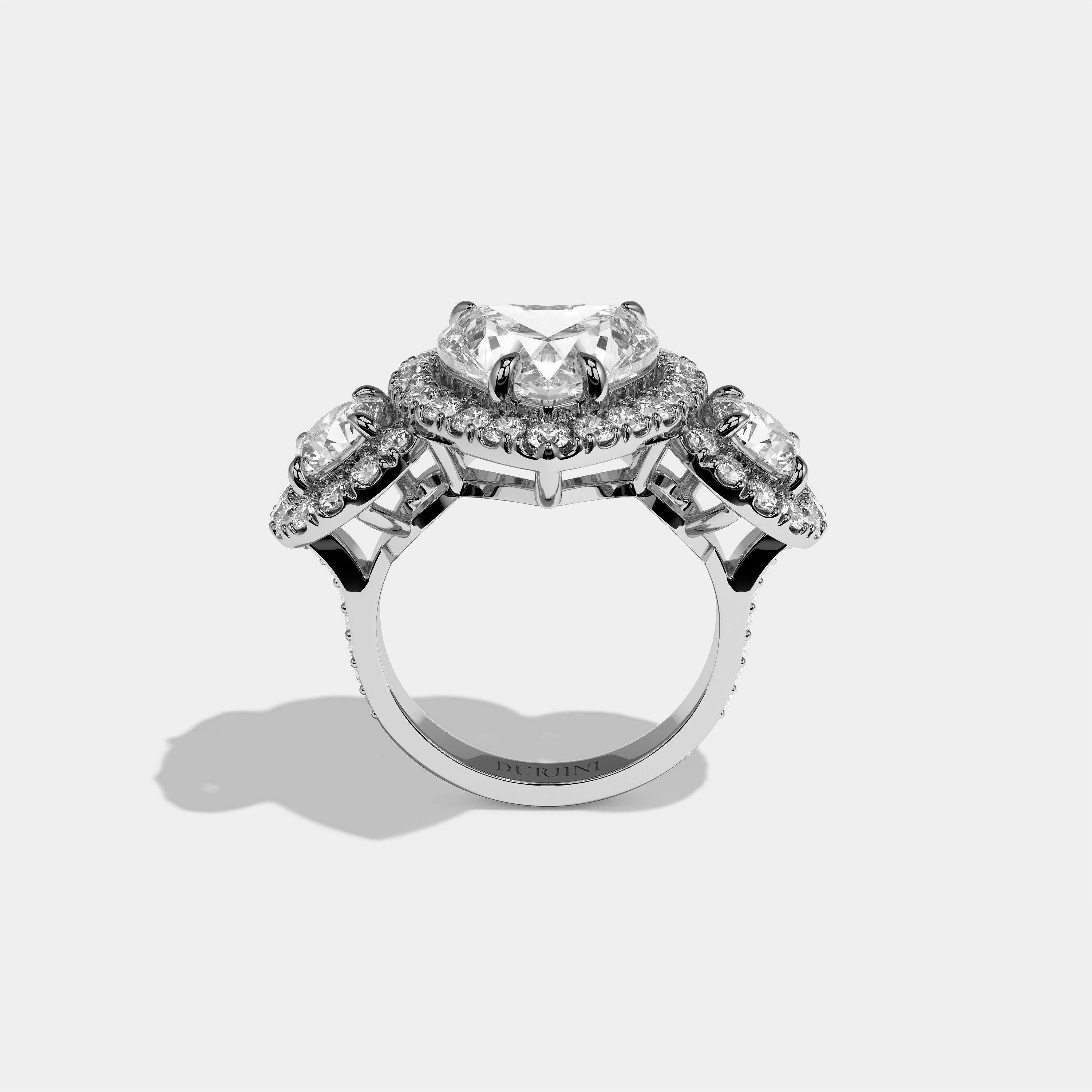 Blanche Amour Diamond Heart Halo Engagement Ring 18K White Gold 12.00ct