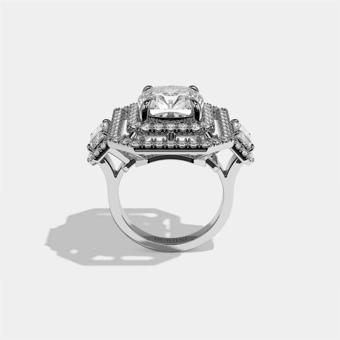 Winifred Aurora Diamond Cushion Halo Engagement Ring 18K White Gold 18.00ct