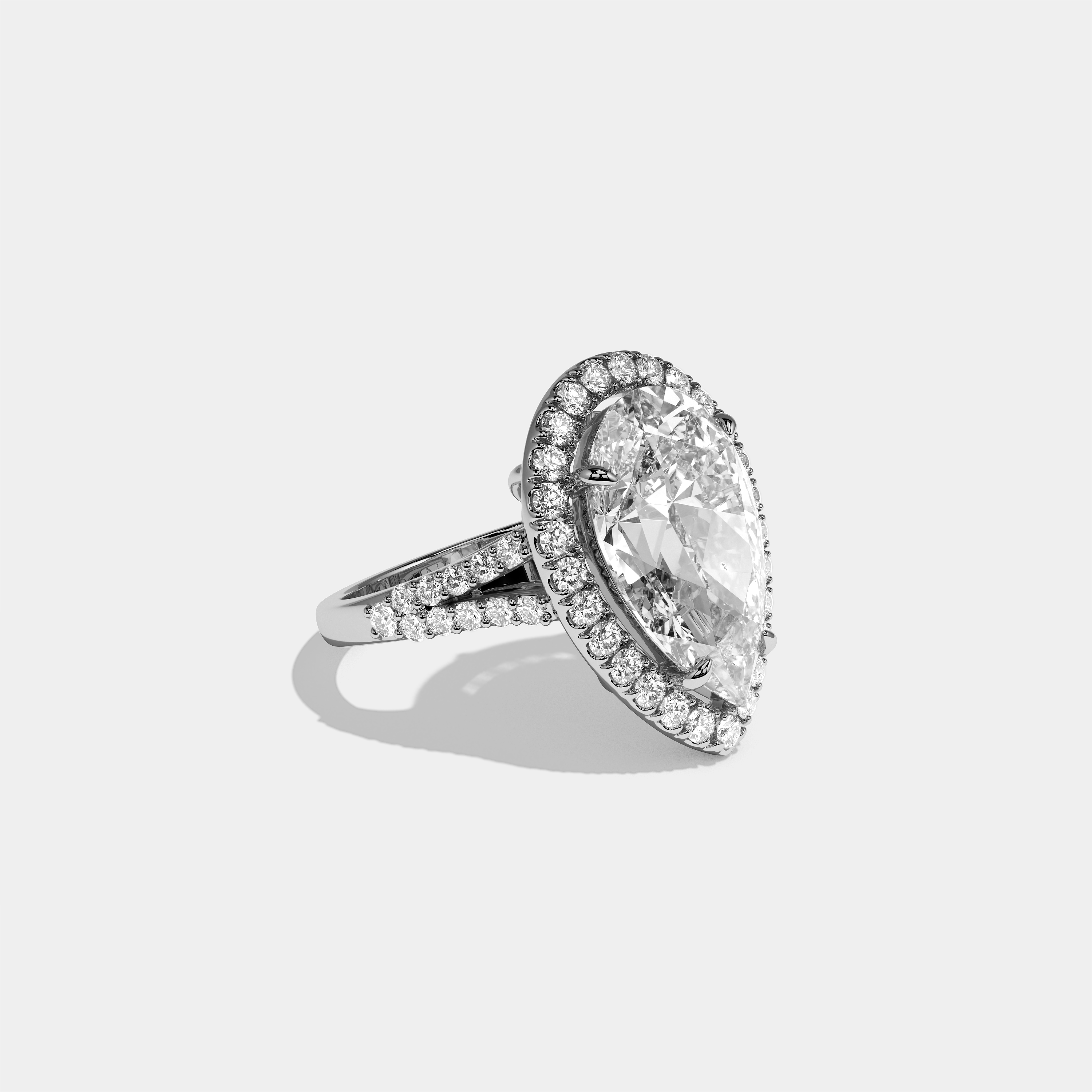 Helena Diamond Pear Halo Engagement Ring 18K White Gold 11.00ct