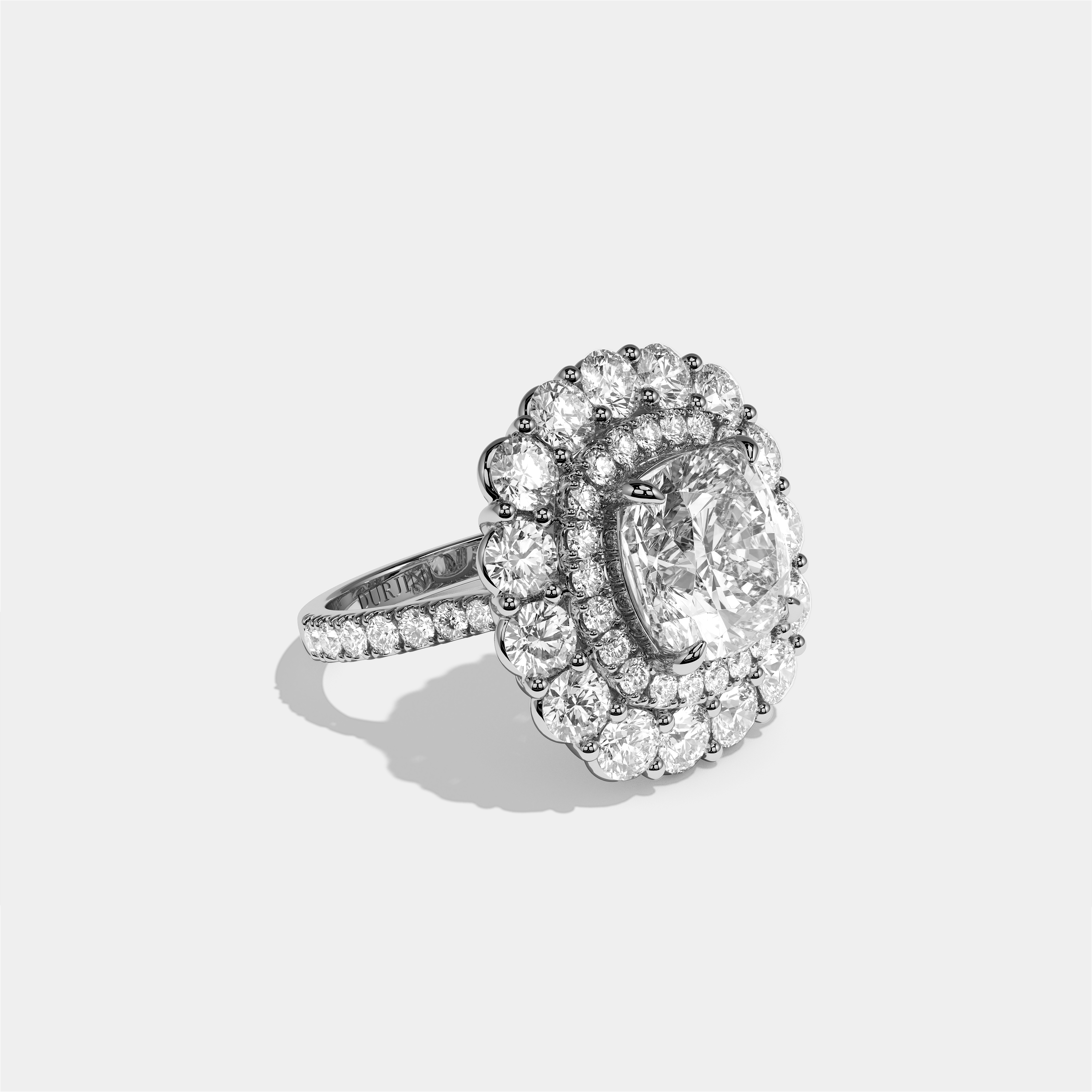 Pauline Étoile Diamond Cushion Halo Engagement Ring 18K White Gold 15.00ct