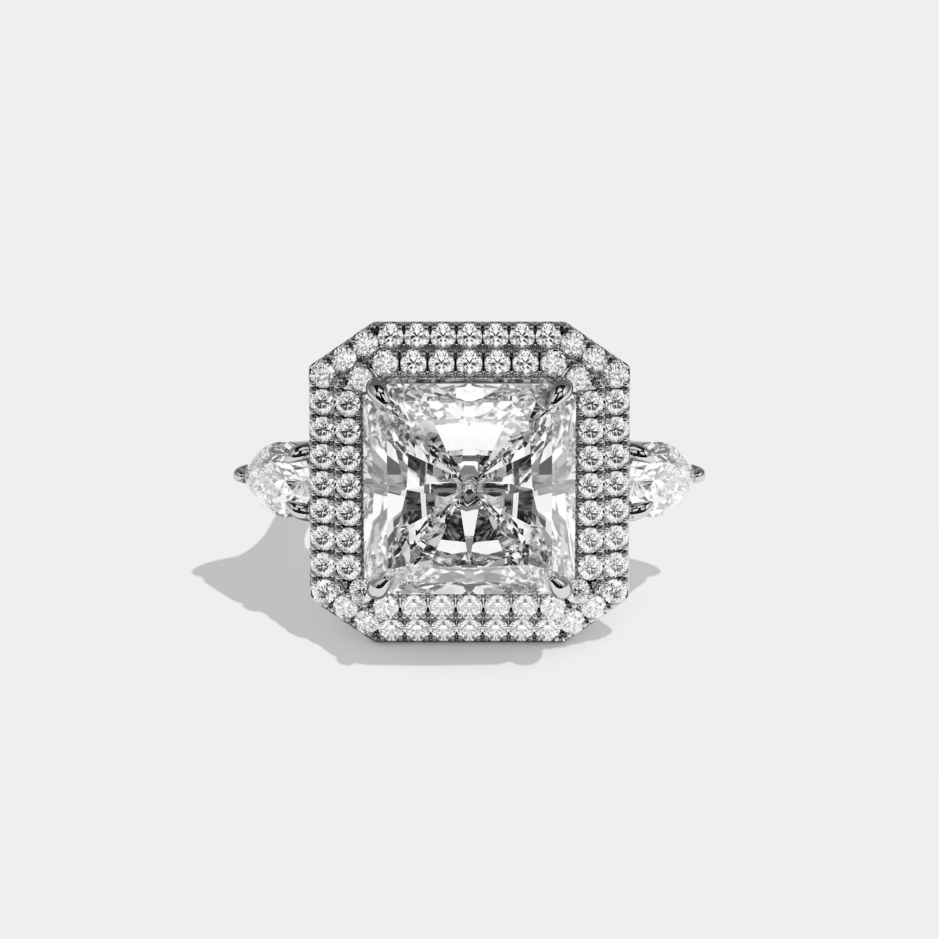 Helena Rosalind Diamond Radiant Engagement Ring 18K White Gold 12.00ct