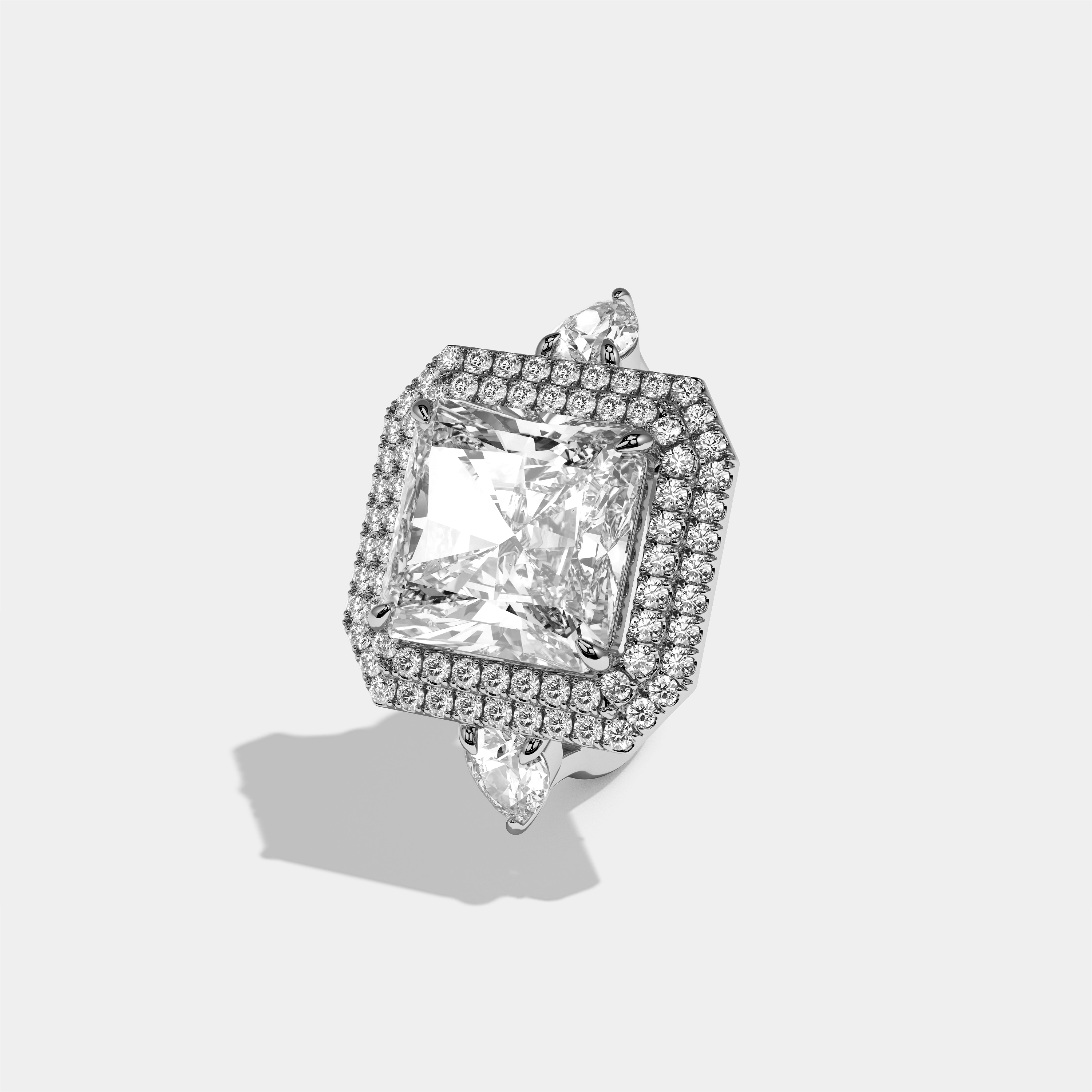 Helena Rosalind Diamond Radiant Engagement Ring 18K White Gold 12.00ct