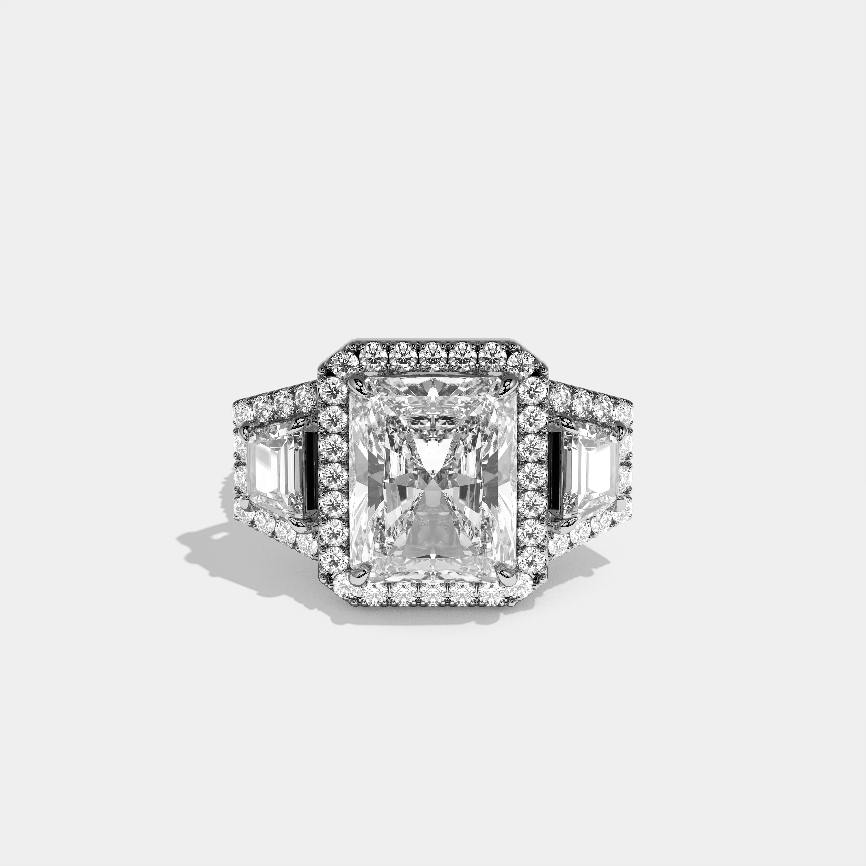 Bryony Everild Diamond Radiant Halo Engagement Ring 18K White Gold 20.00ct