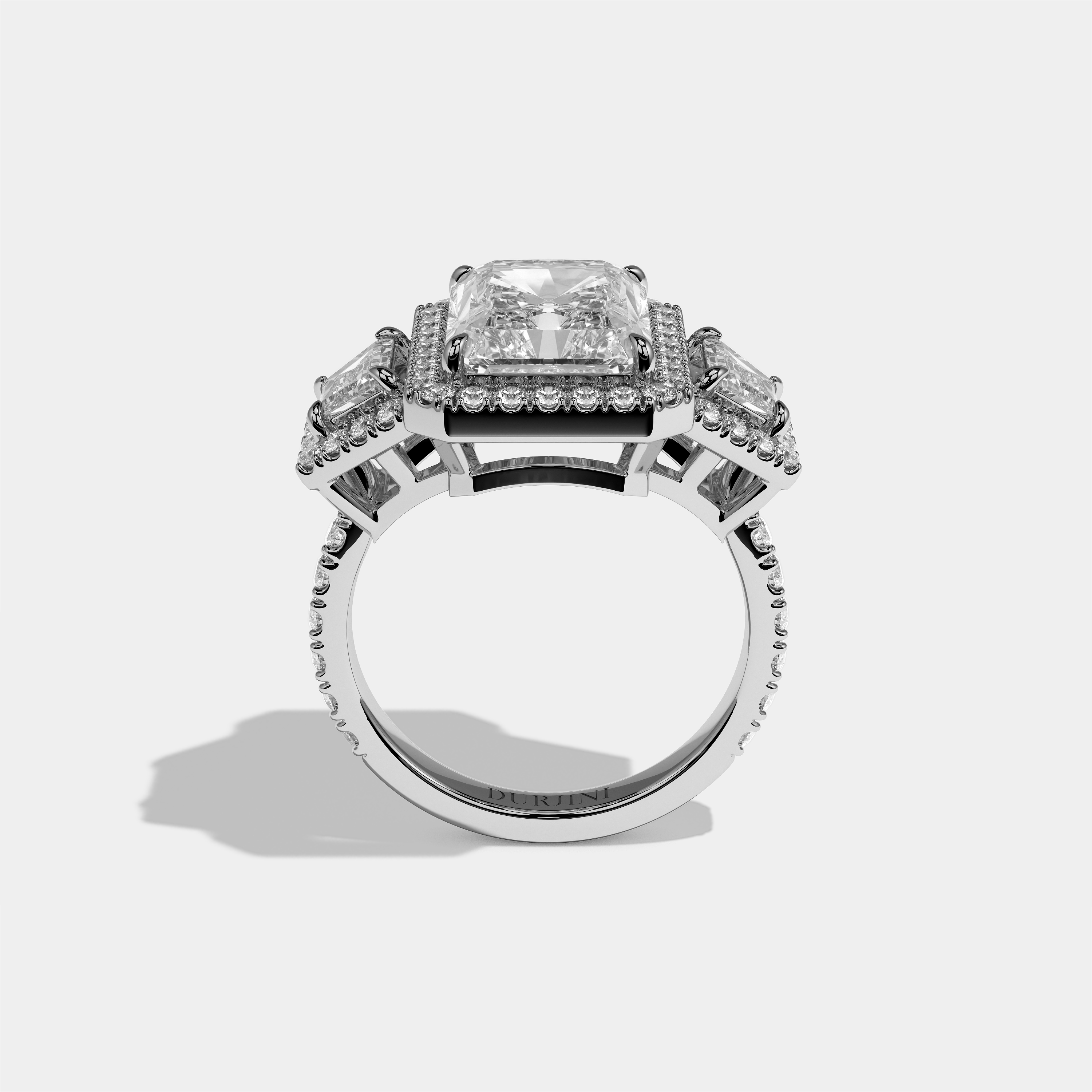 Bryony Everild Diamond Radiant Halo Engagement Ring 18K White Gold 20.00ct