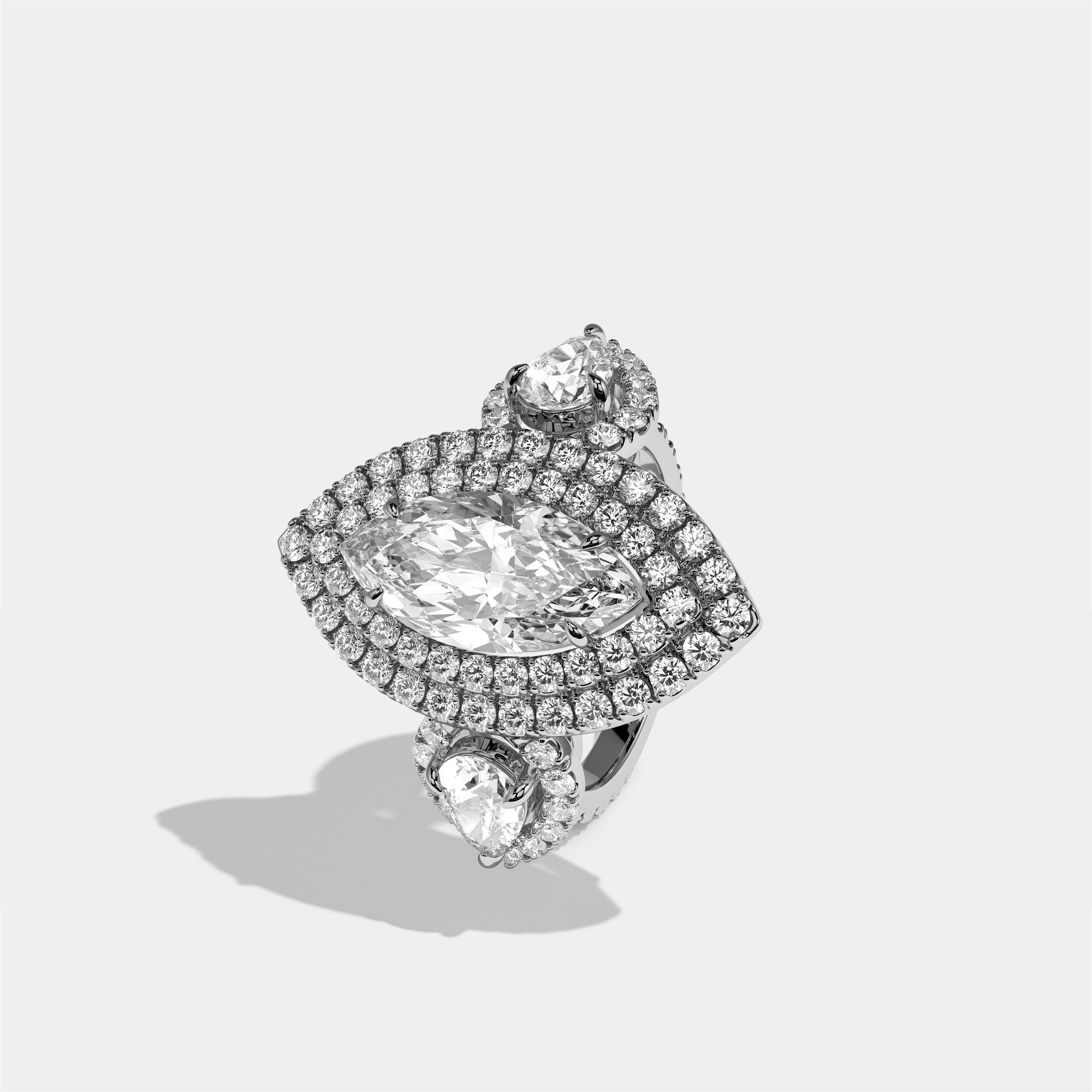 Drusilla Wexford Diamond Marquise Halo Engagement Ring 18K White Gold 18.00ct