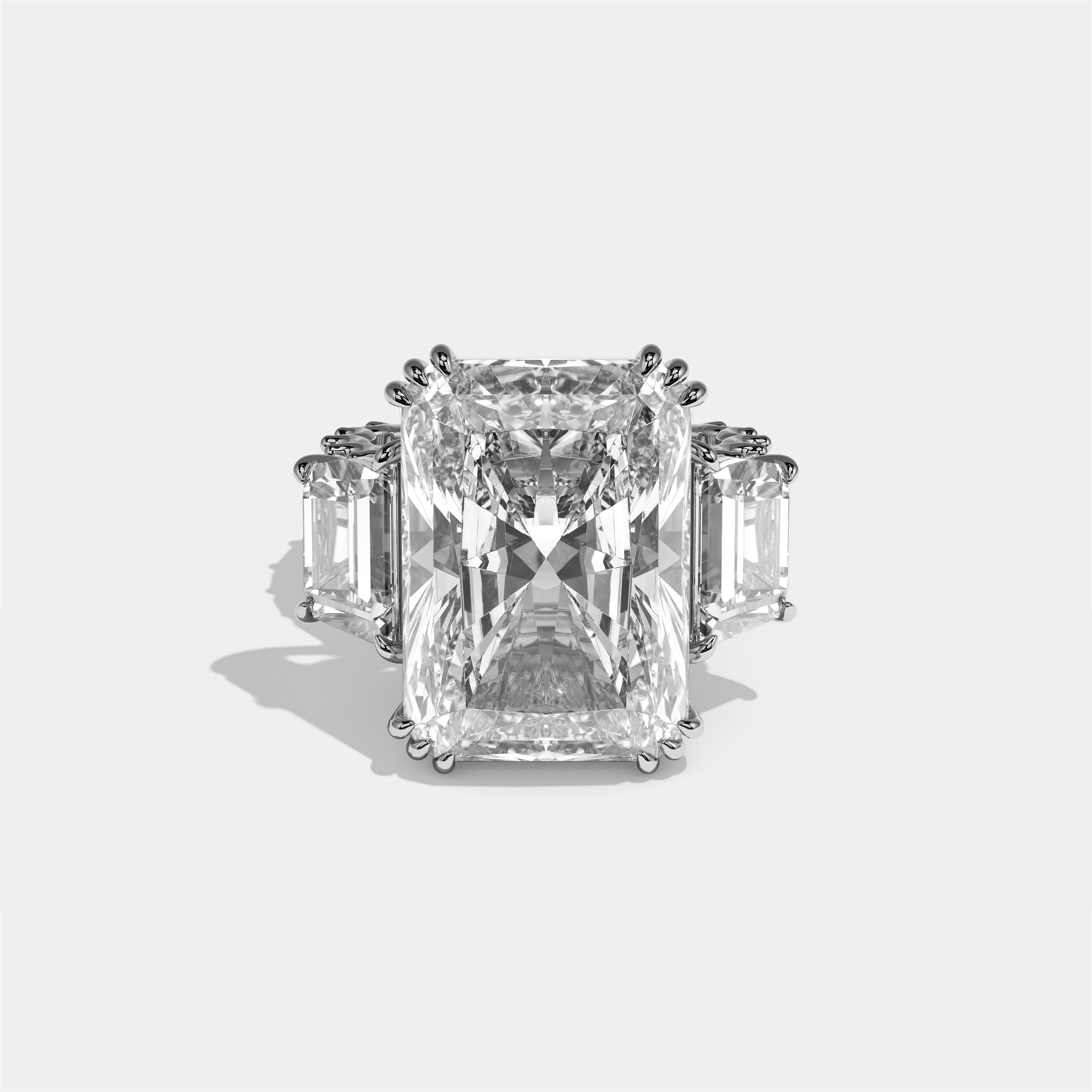 Etheldreda Diamond Radiant Halo Engagement Ring 18K White Gold 50.00ct