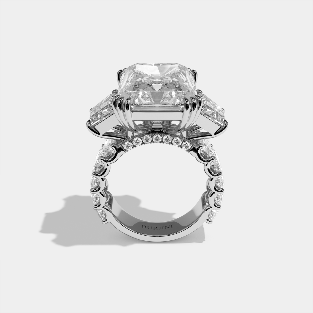 Etheldreda Diamond Radiant Halo Engagement Ring 18K White Gold 50.00ct