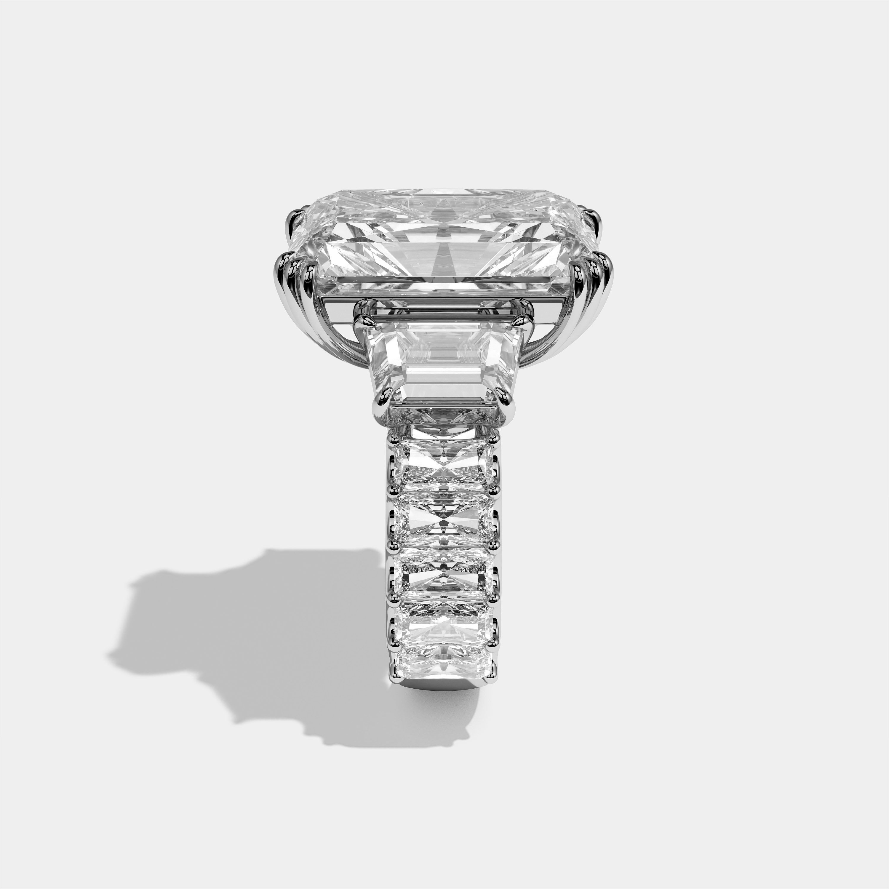 Etheldreda Diamond Radiant Halo Engagement Ring 18K White Gold 50.00ct