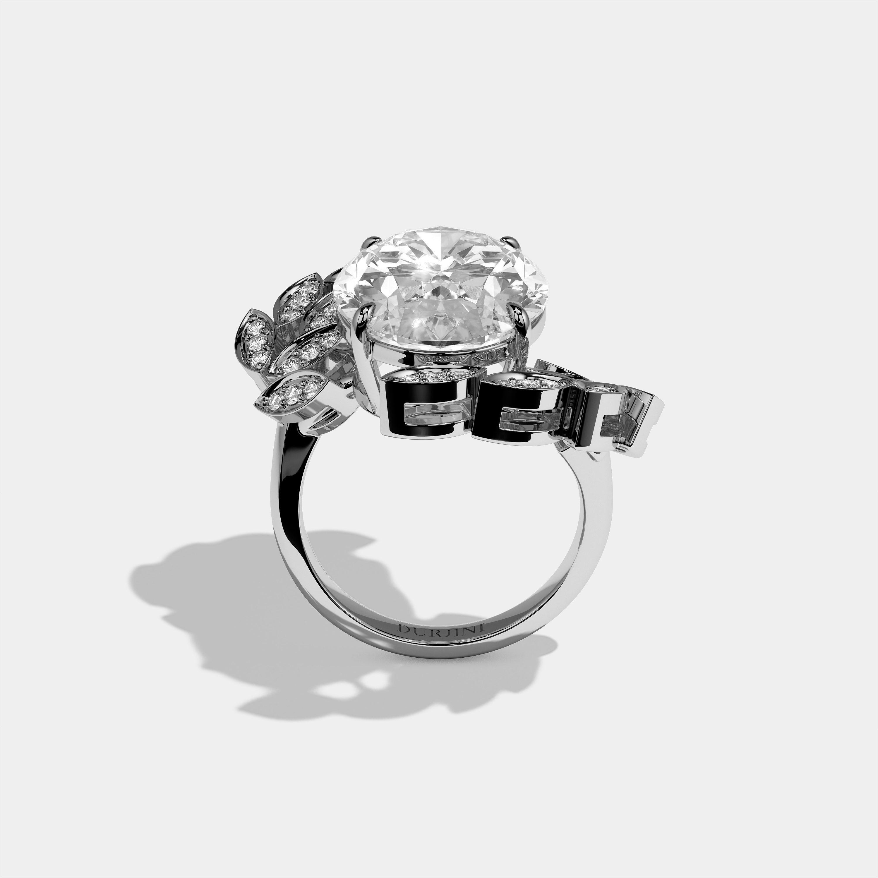 Althaea Morwen Diamond Oval Halo Engagement Ring 18K White Gold 12.00ct
