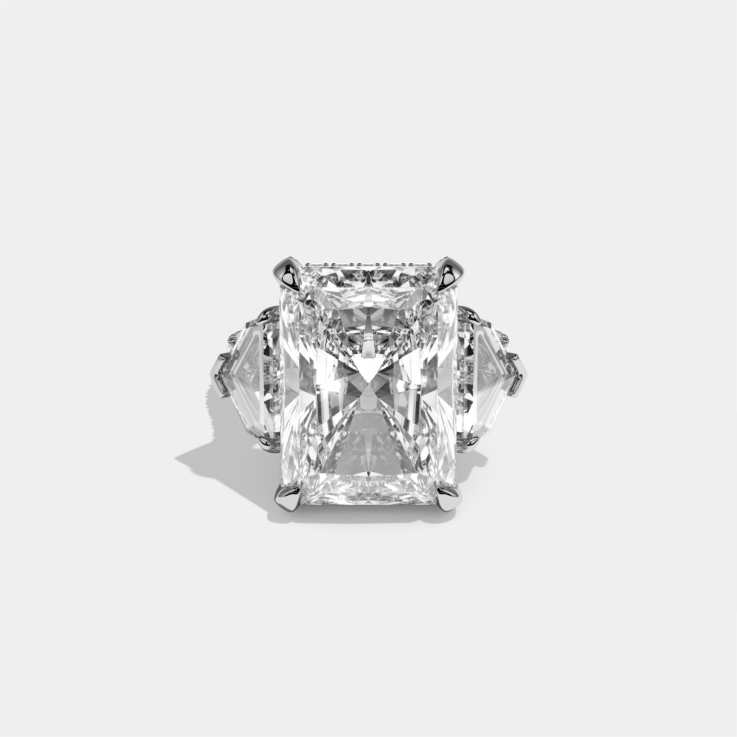 Dinah Diamond Radiant Halo Engagement Ring 18K White Gold 12.00ct