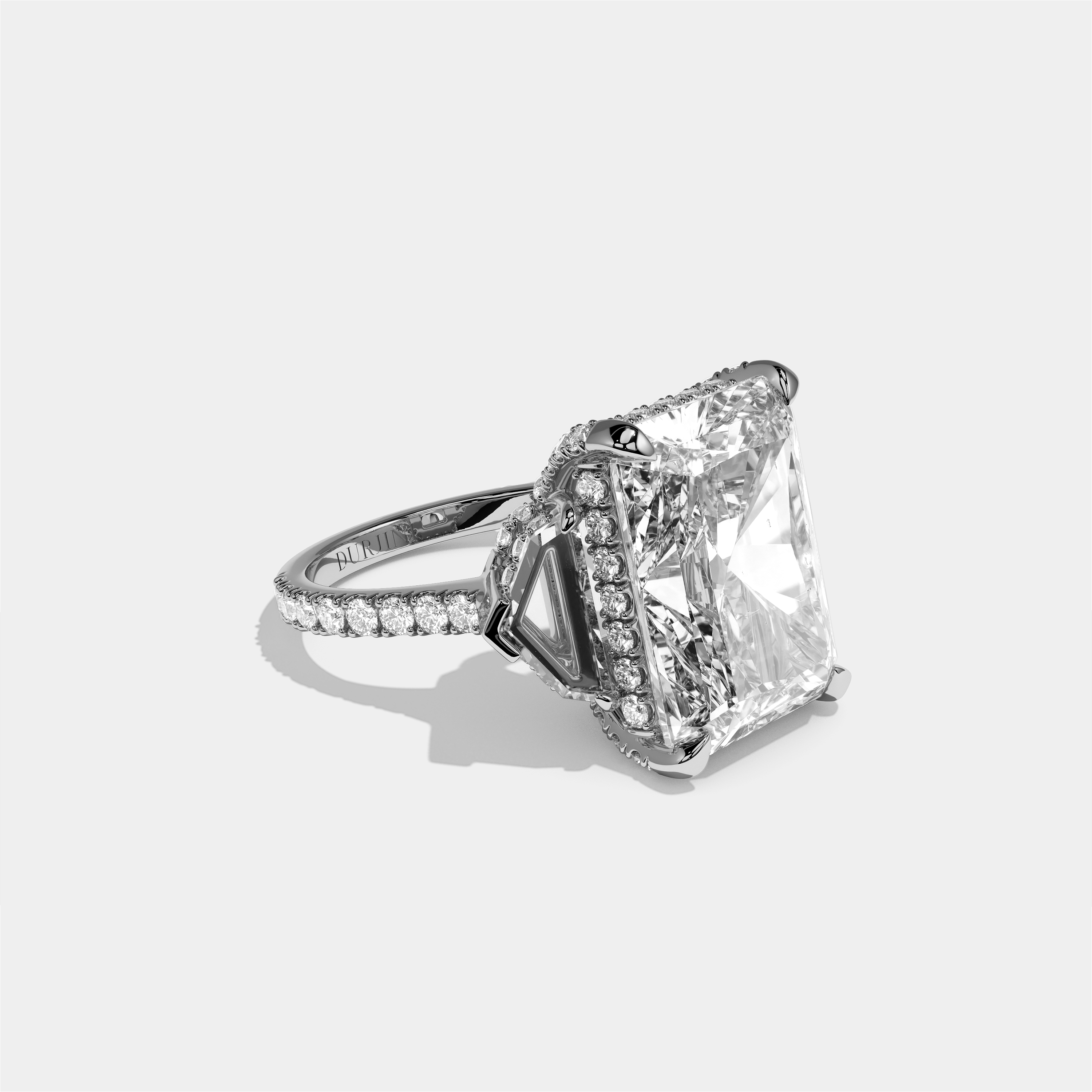 Dinah Diamond Radiant Halo Engagement Ring 18K White Gold 12.00ct