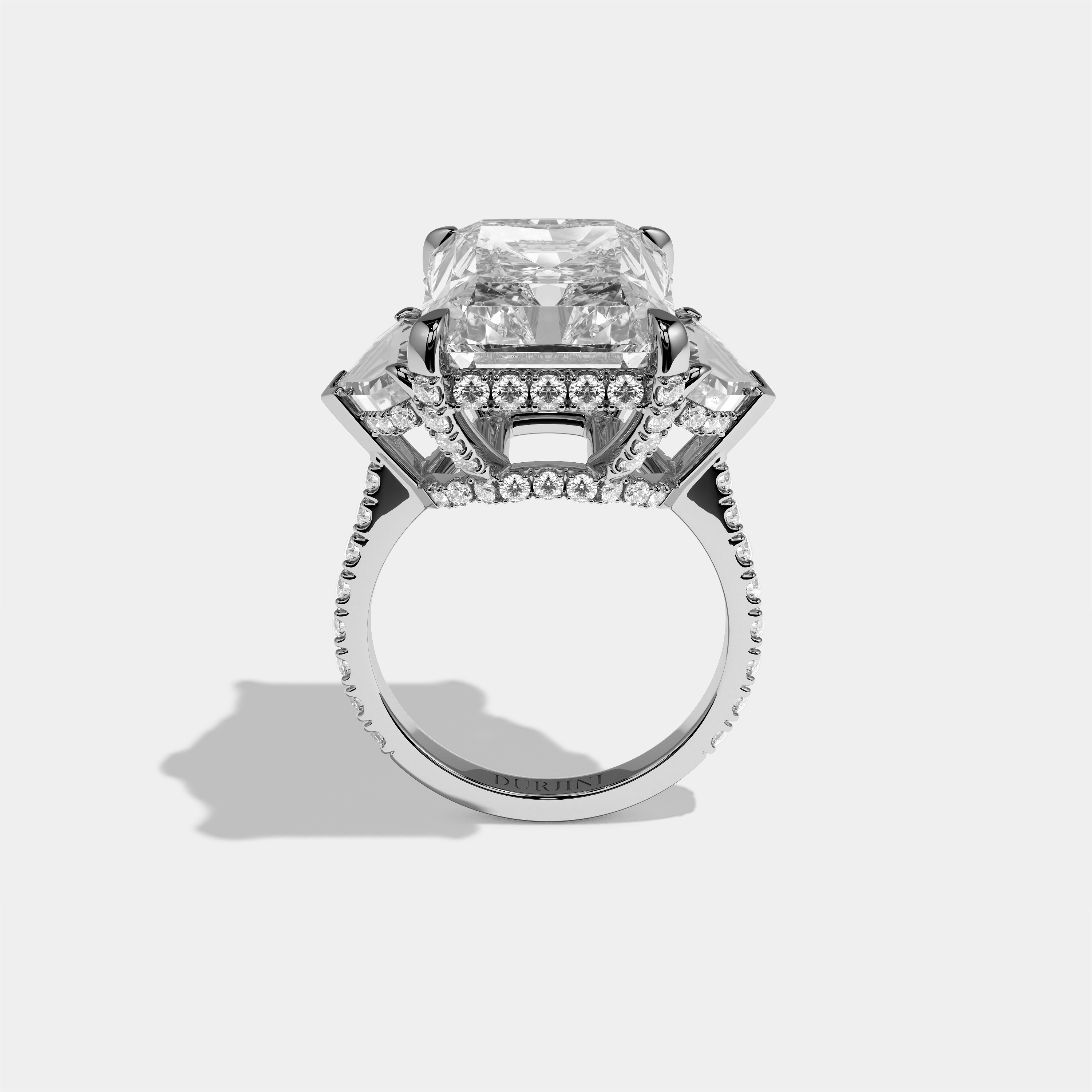 Dinah Diamond Radiant Halo Engagement Ring 18K White Gold 12.00ct