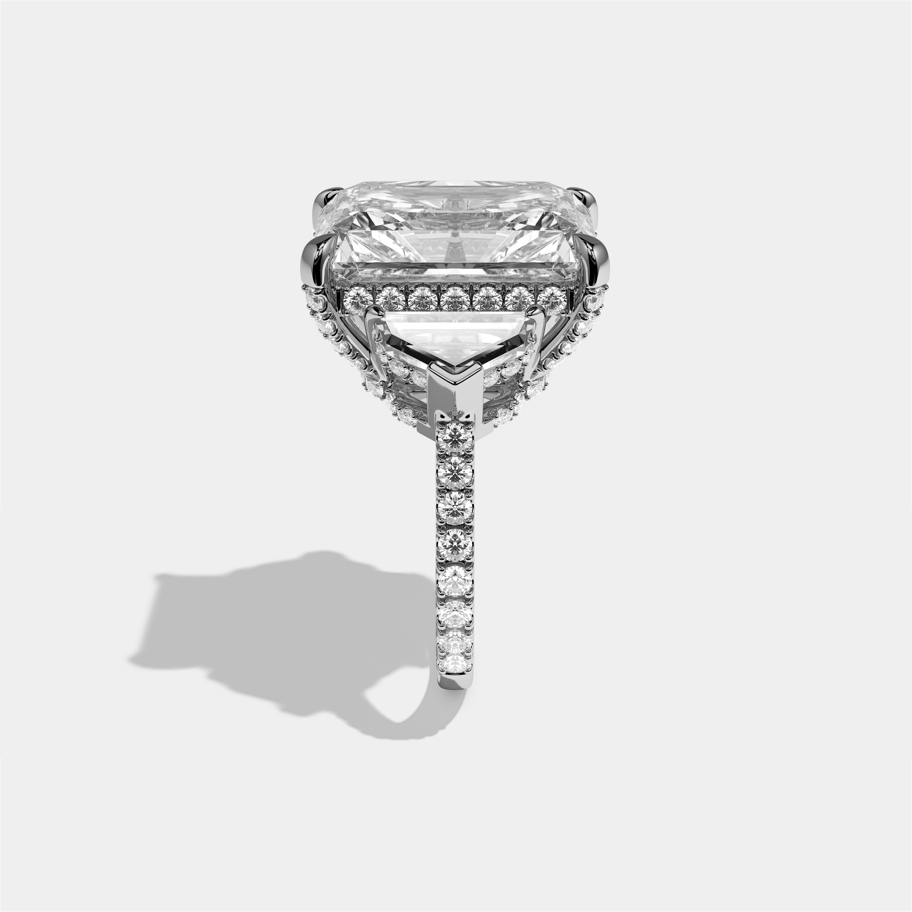 Dinah Diamond Radiant Halo Engagement Ring 18K White Gold 12.00ct