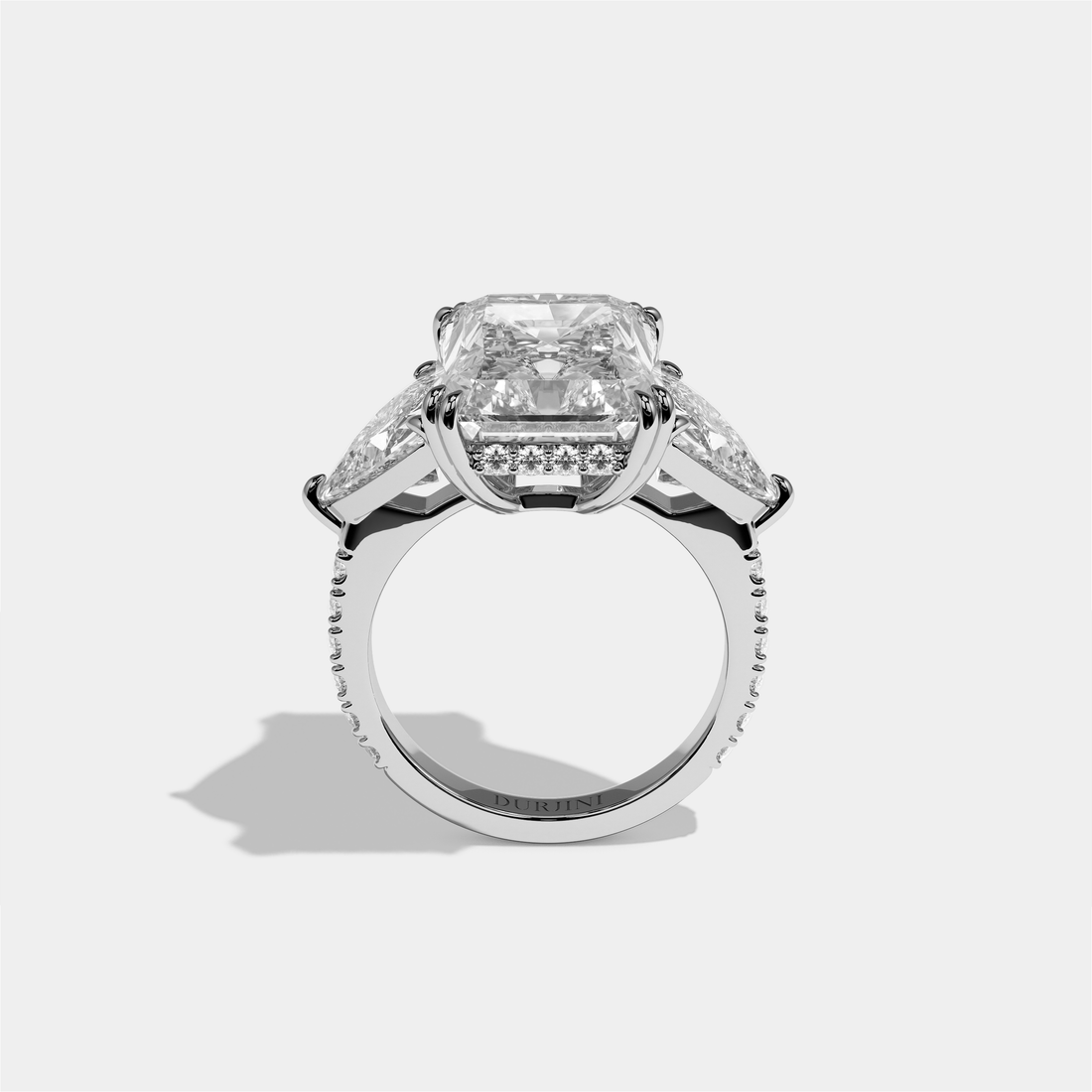 Tzipporah Diamond Radiant Halo Engagement Ring 18K White Gold 13.00ct