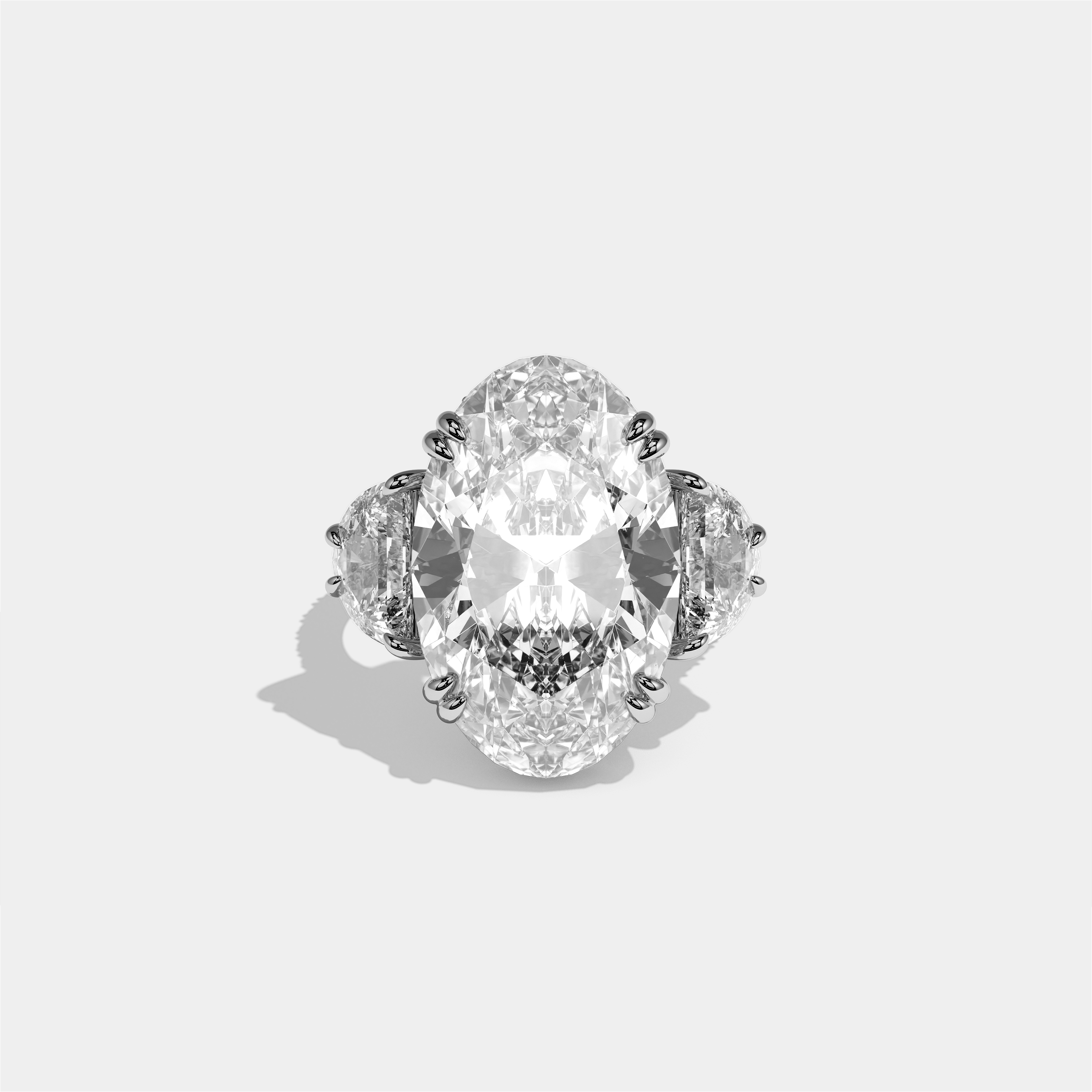 Leah Diamond Oval Halo Engagement Ring 18K White Gold 12.00ct